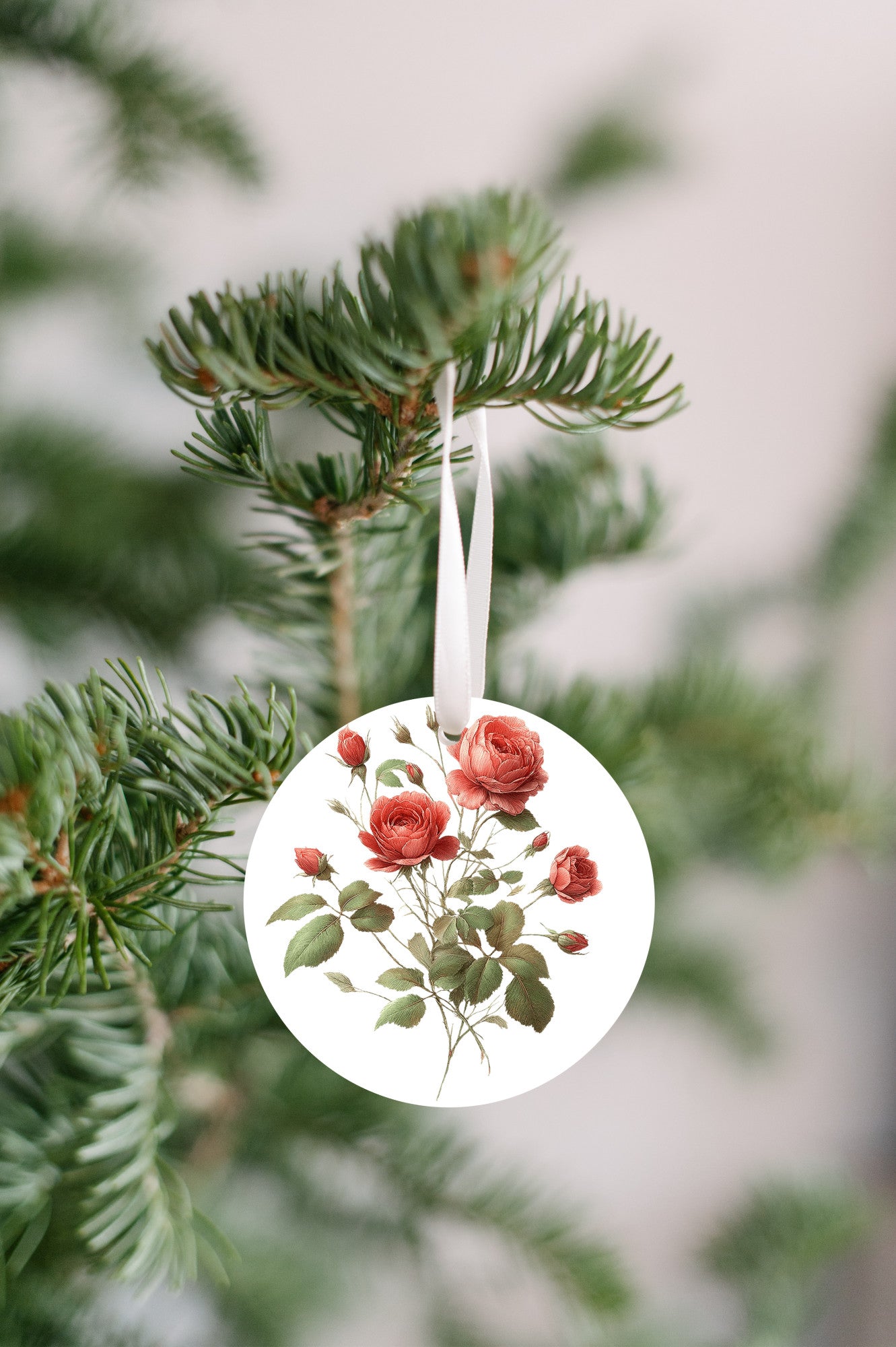 Rose Flowers Ornament, Red Christmas Tree Gift