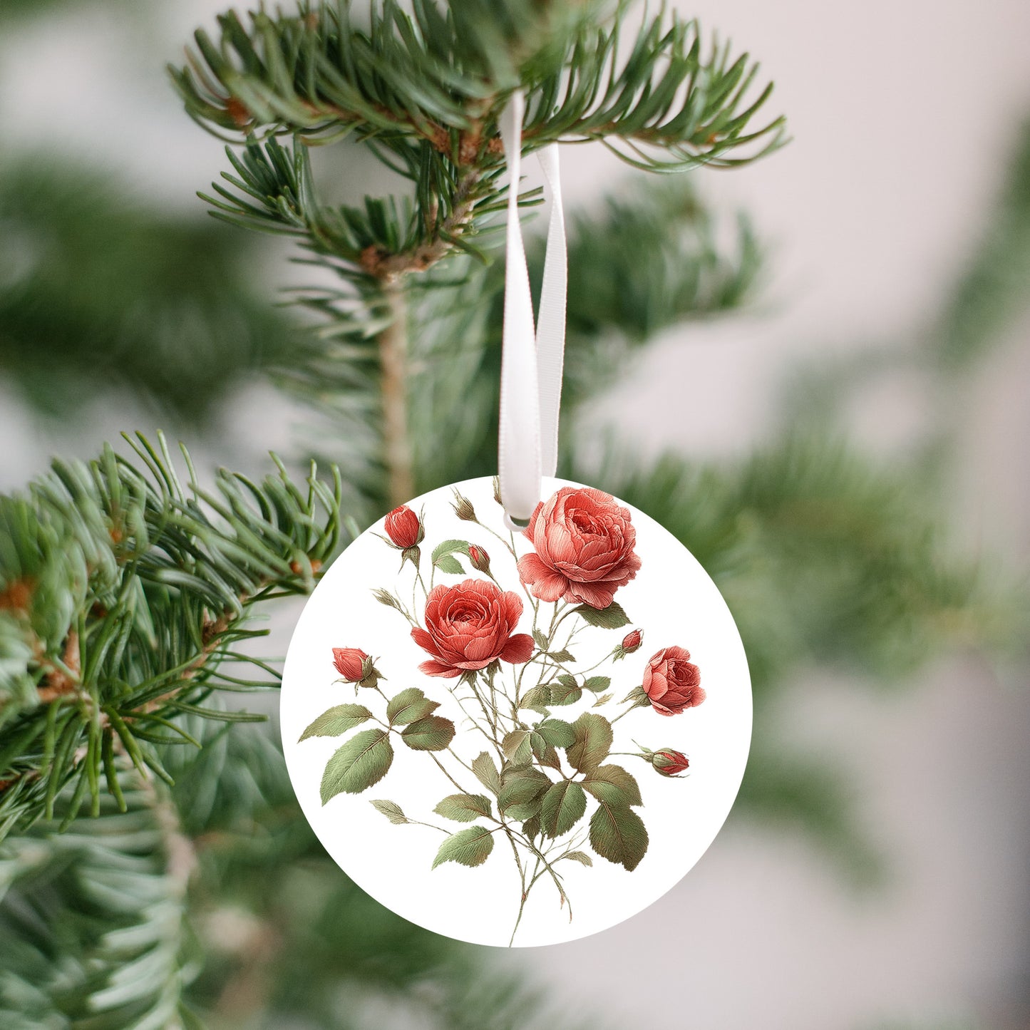 Rose Flowers Ornament, Red Christmas Tree Gift