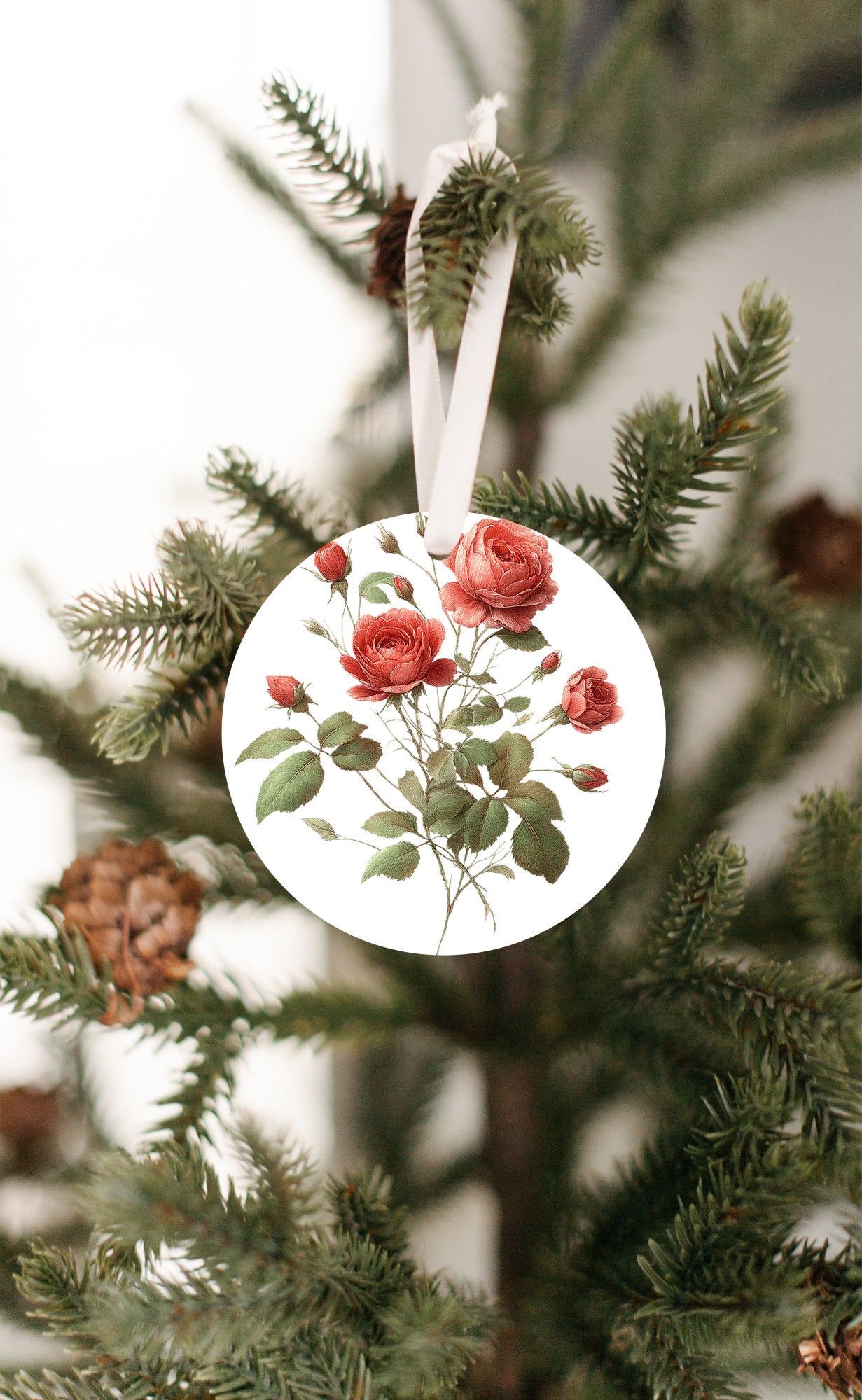 Rose Flowers Ornament, Red Christmas Tree Gift