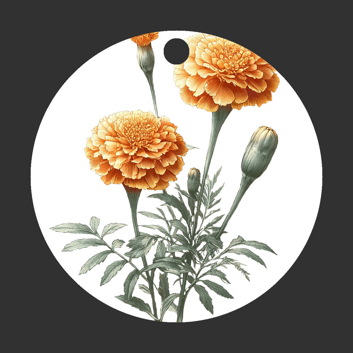 Marigold Flower Christmas Ornament, Nature Gift
