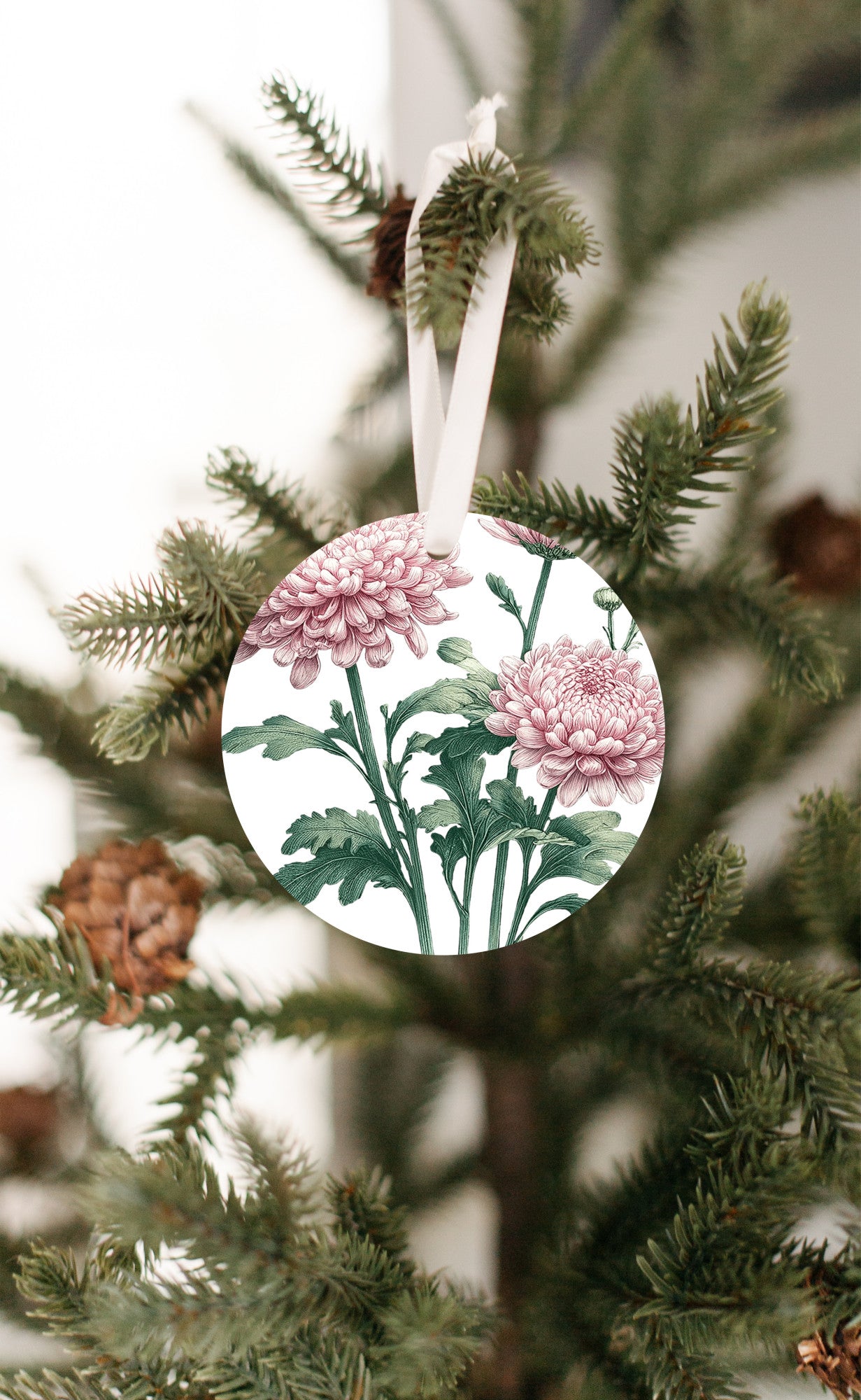 Pink Flower Ornament, Christmas Tree Gift