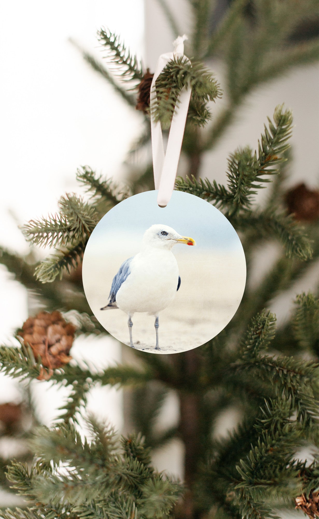 Seagull Beach Ornament, Coastal Christmas Tree
