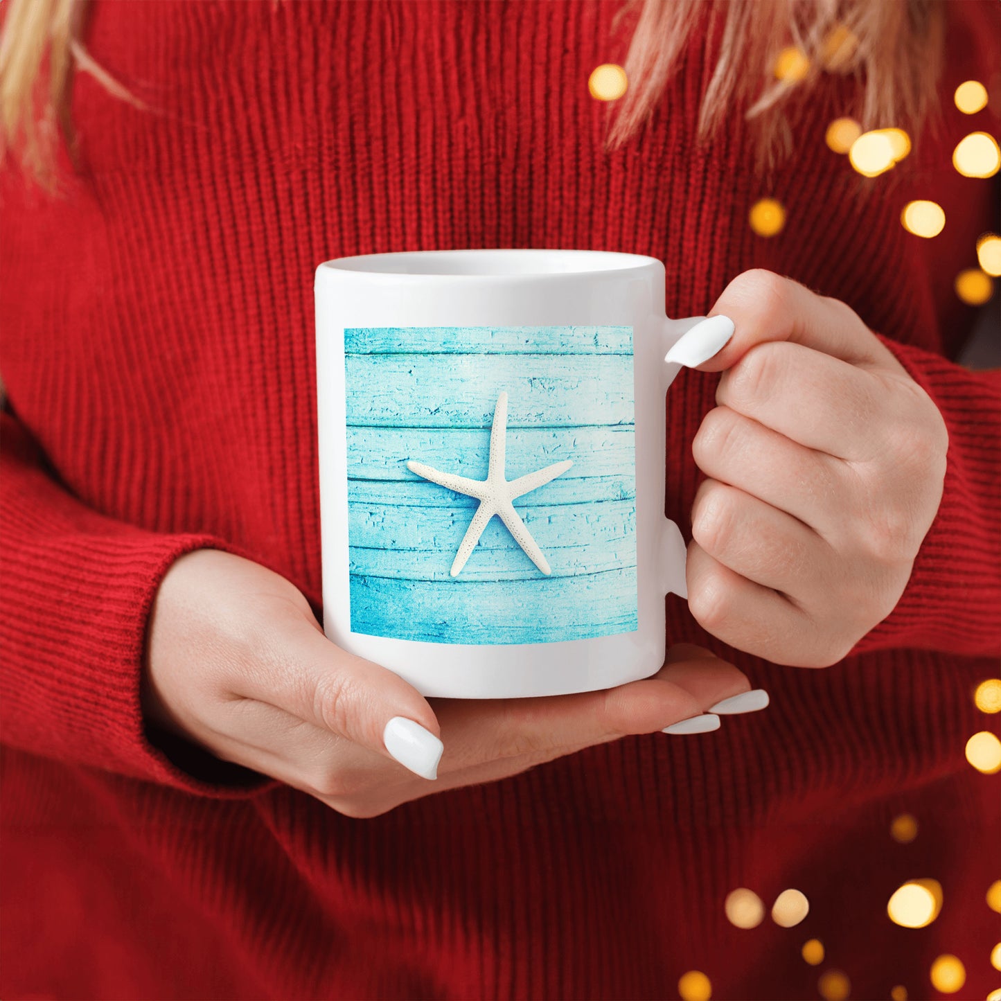 Beach Starfish Gift Mug, Seashell Drinkware