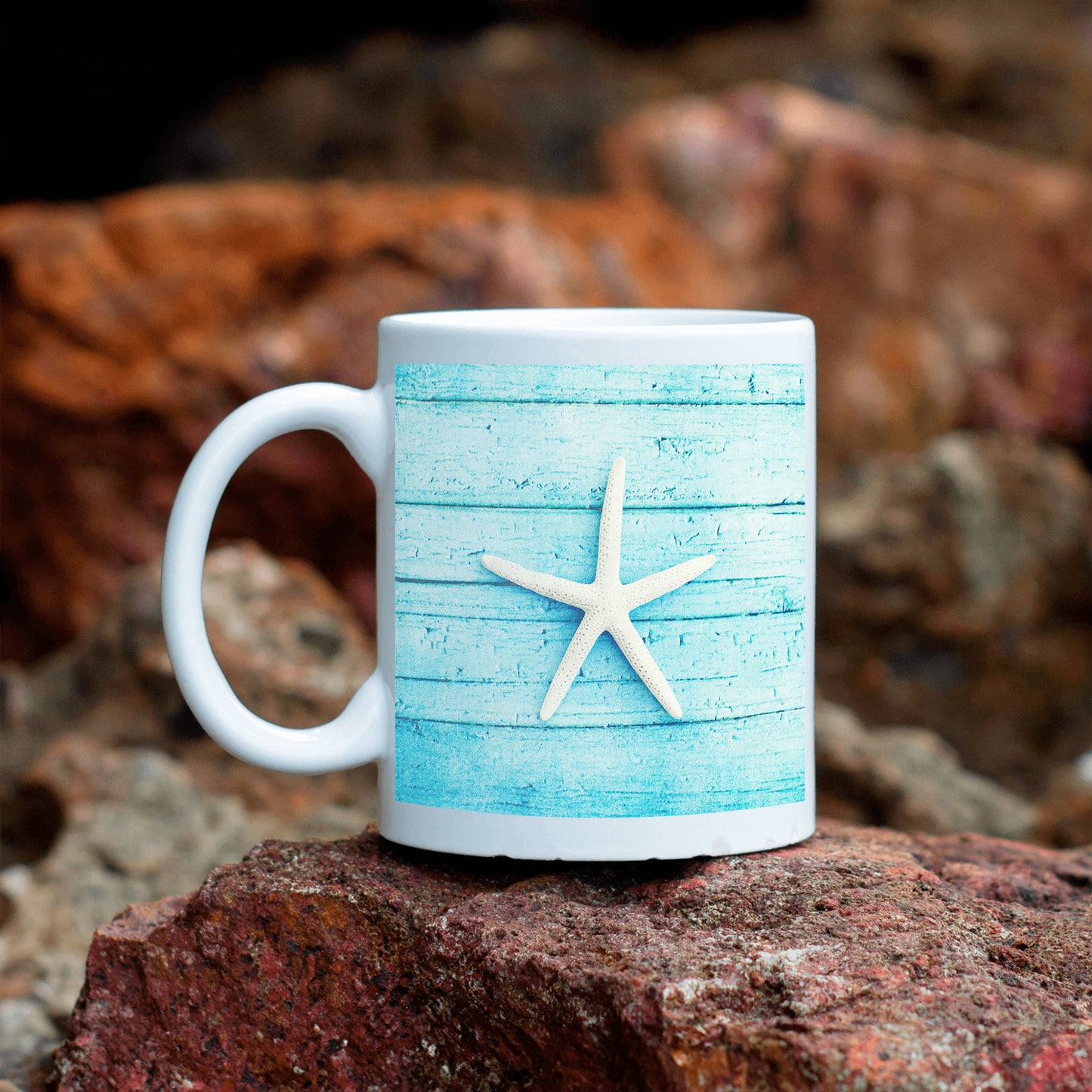 Beach Starfish Gift Mug, Seashell Drinkware