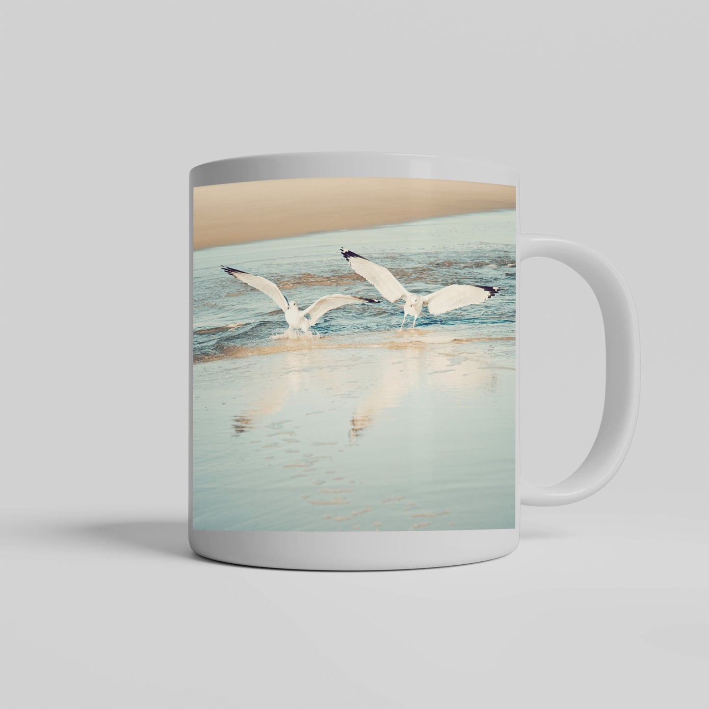 Seagulls Beach Mug, Ocean Birds Gift