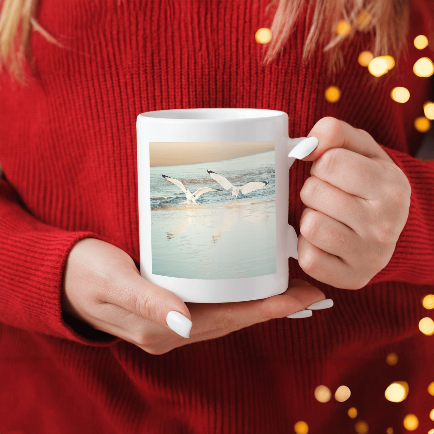 Seagulls Beach Mug, Ocean Birds Gift
