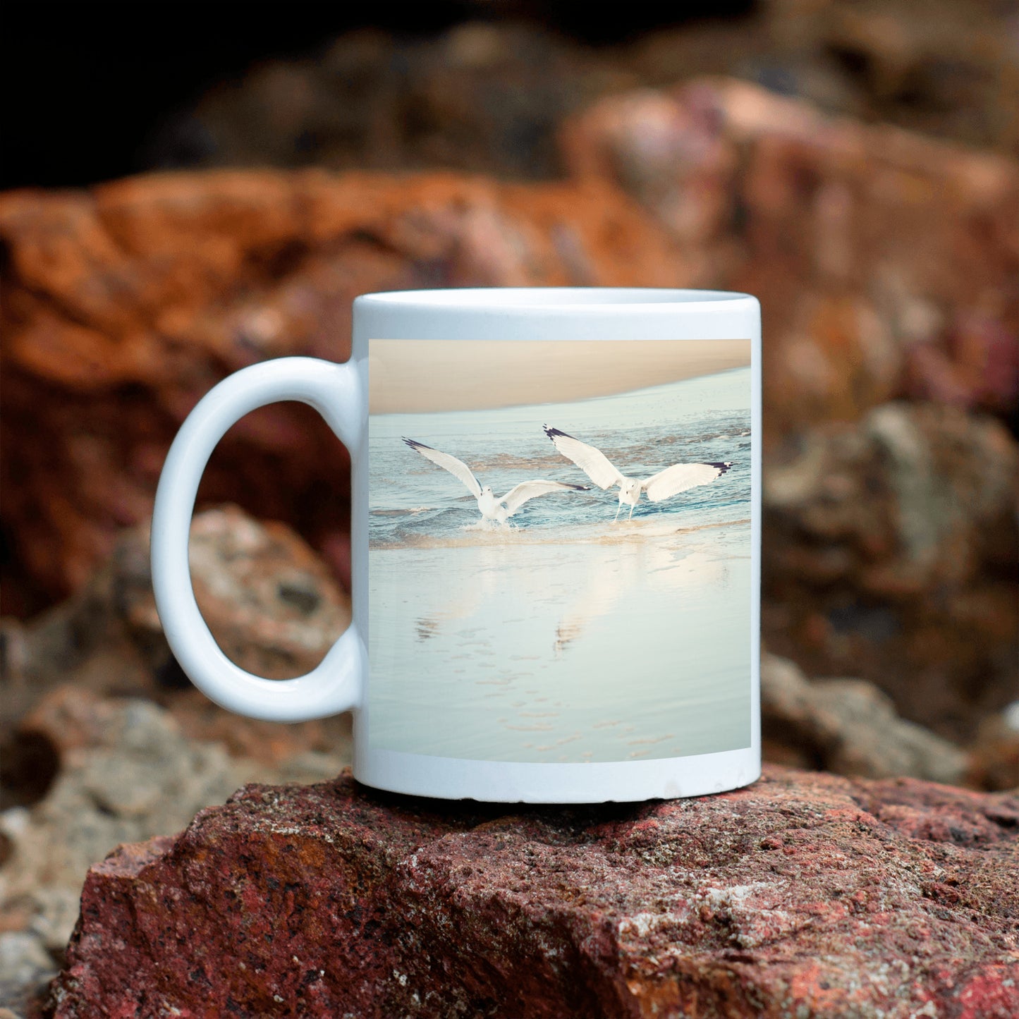 Seagulls Beach Mug, Ocean Birds Gift