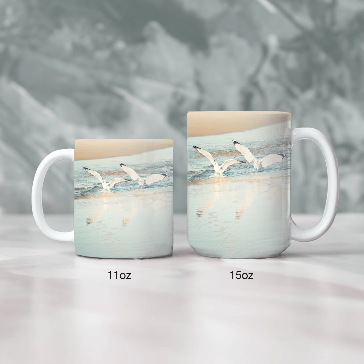 Seagulls Beach Mug, Ocean Birds Gift