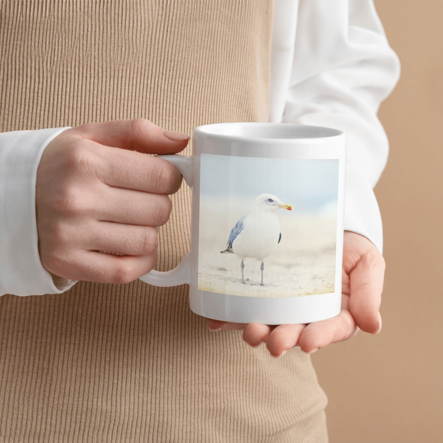 Seagull Beach Mug, Ocean Birds Gift Drinkware