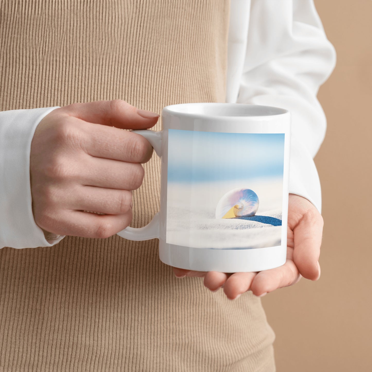 Nautilus Seashell Mug, Beach Shell Mugs