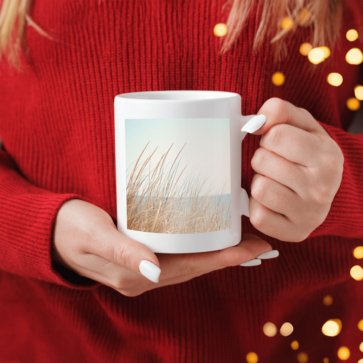 Beach Photography Mug Gift, Seashore Grass Mugs