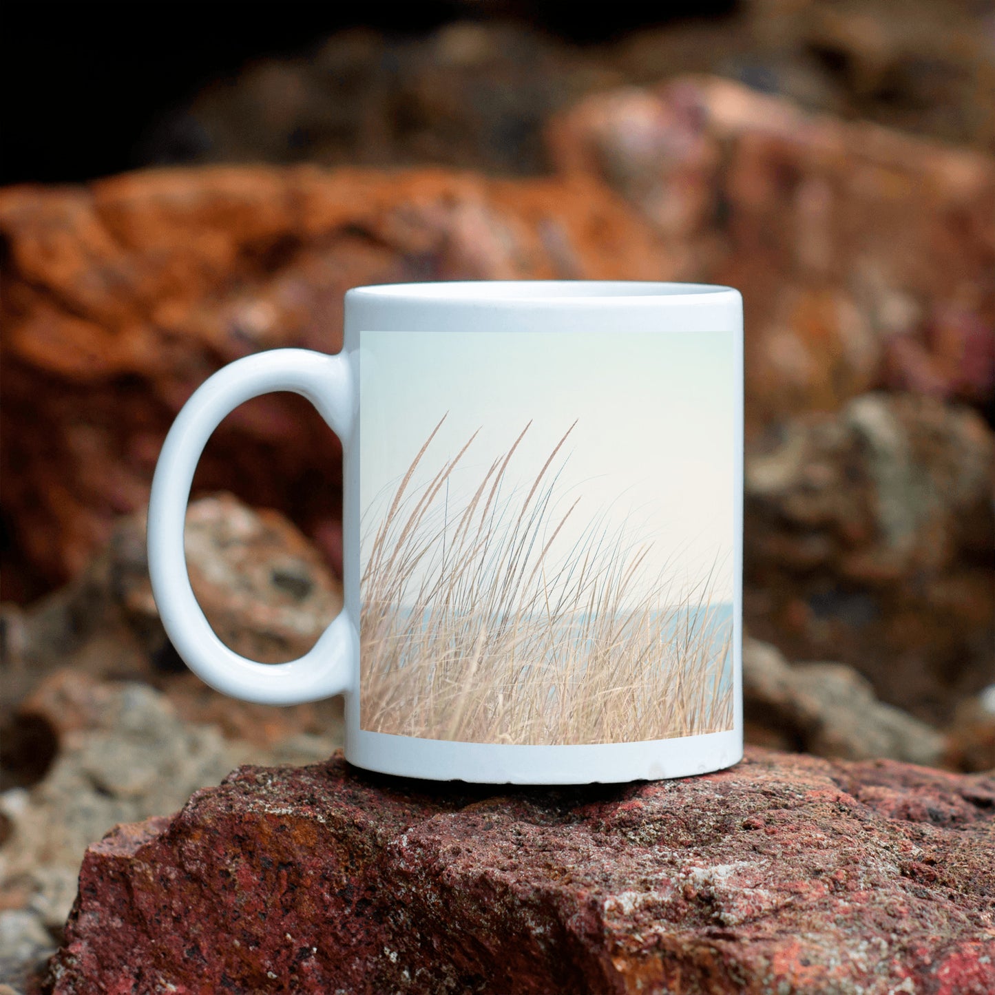 Beach Photography Mug Gift, Seashore Grass Mugs