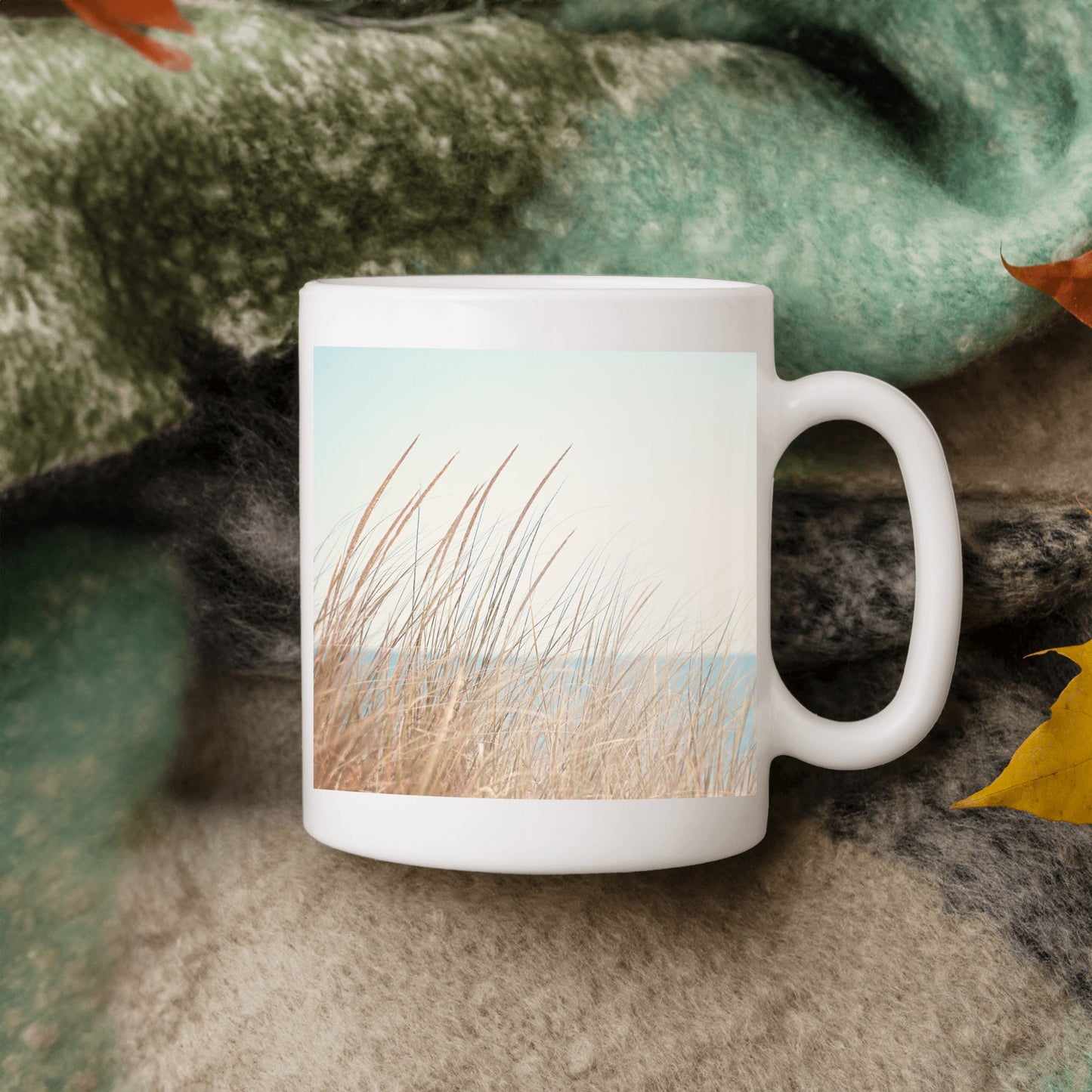 Beach Photography Mug Gift, Seashore Grass Mugs