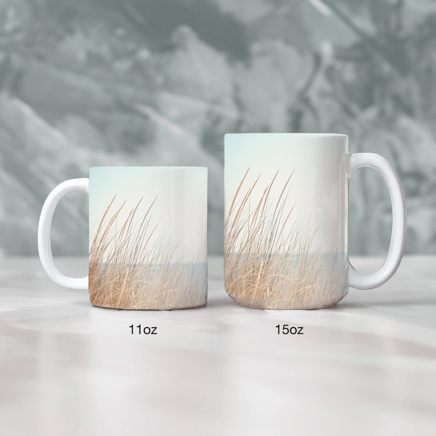 Beach Photography Mug Gift, Seashore Grass Mugs