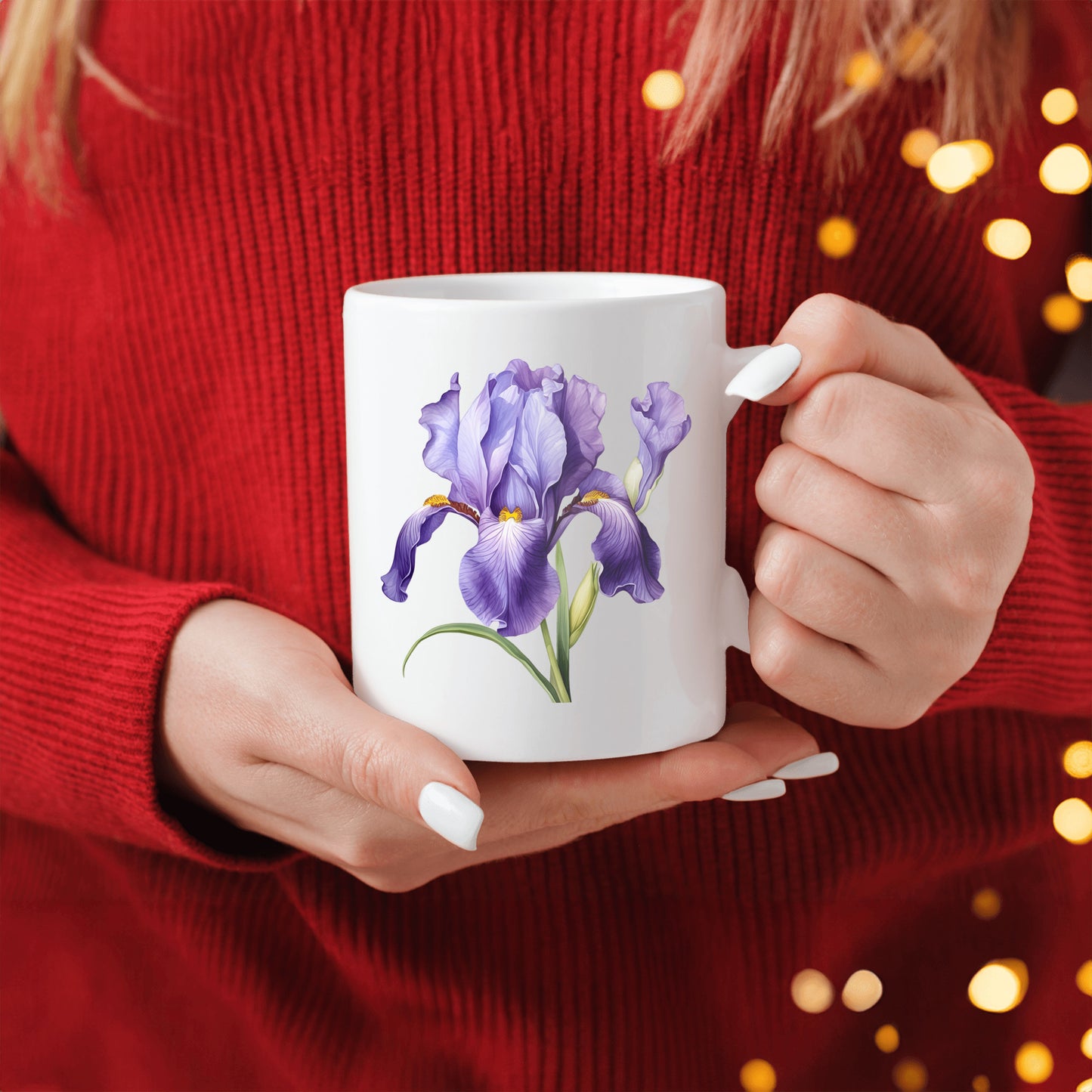 Purple Blue Iris Flower Mug, Irises Floral Gift