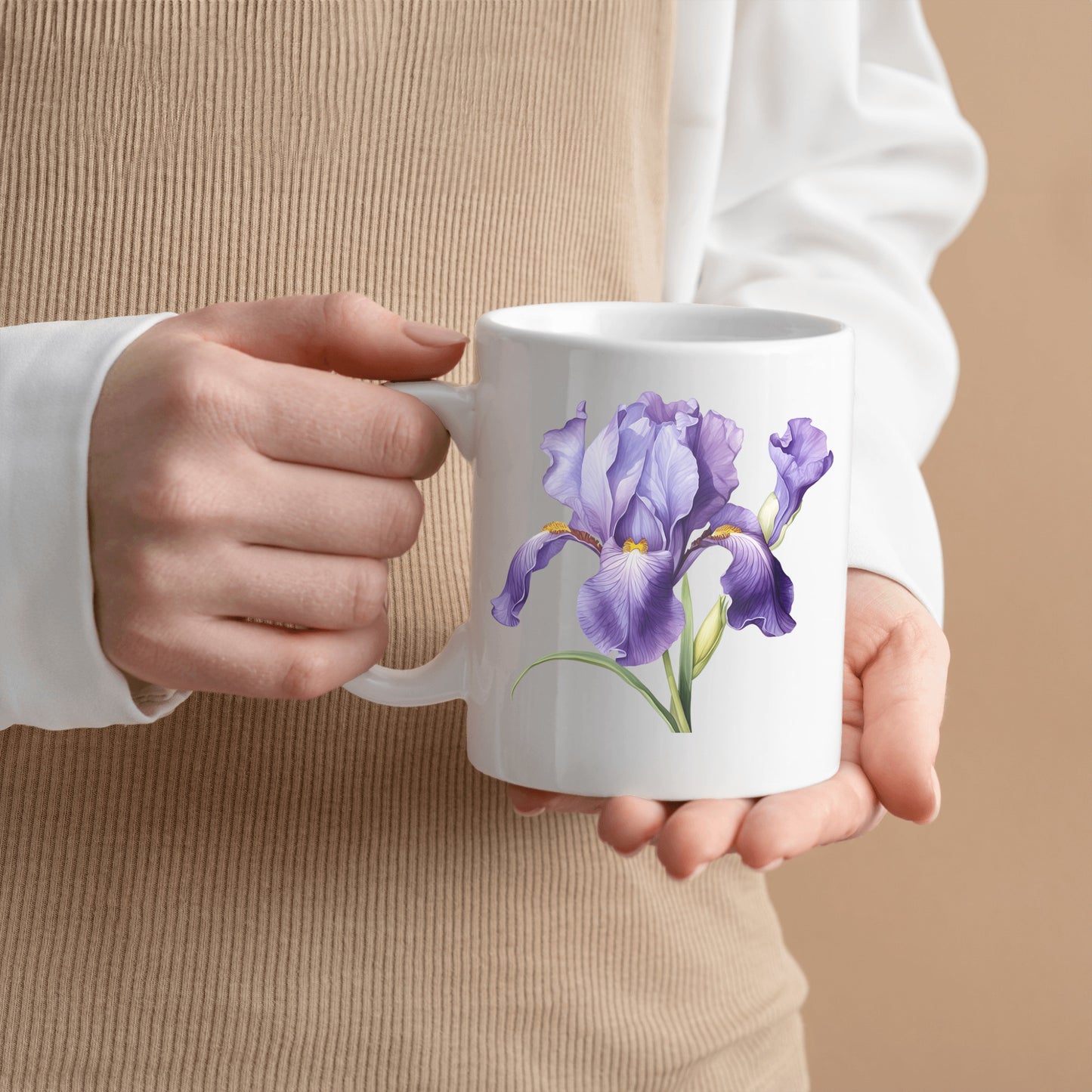 Purple Blue Iris Flower Mug, Irises Floral Gift