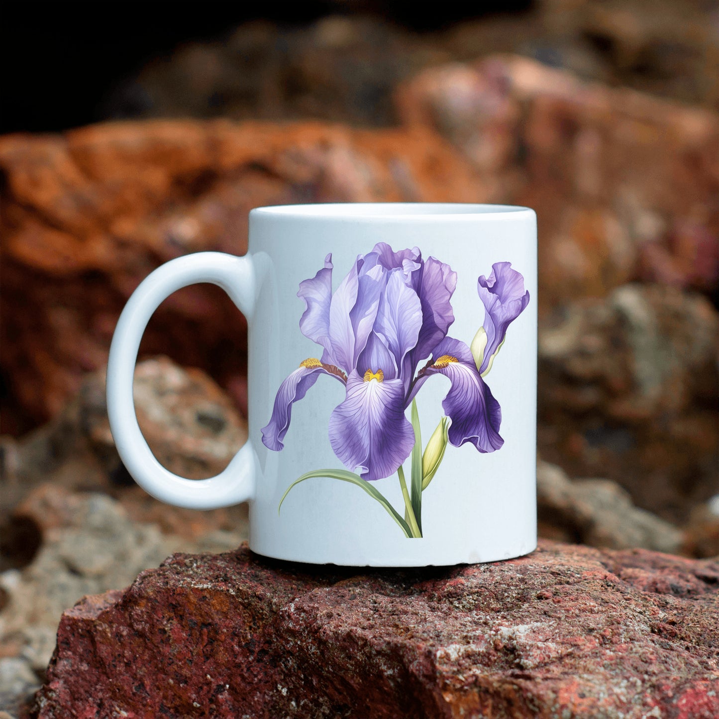Purple Blue Iris Flower Mug, Irises Floral Gift