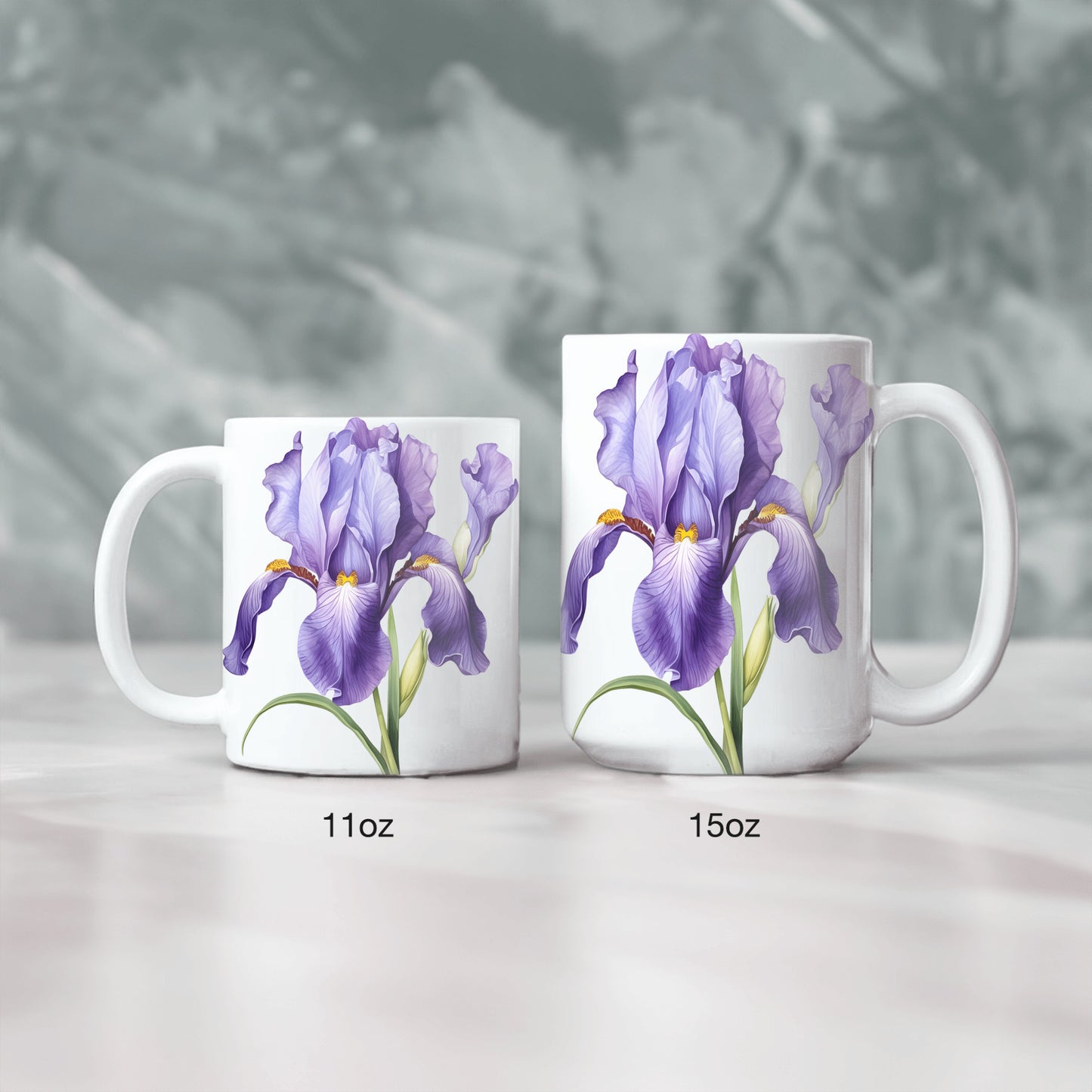 Purple Blue Iris Flower Mug, Irises Floral Gift