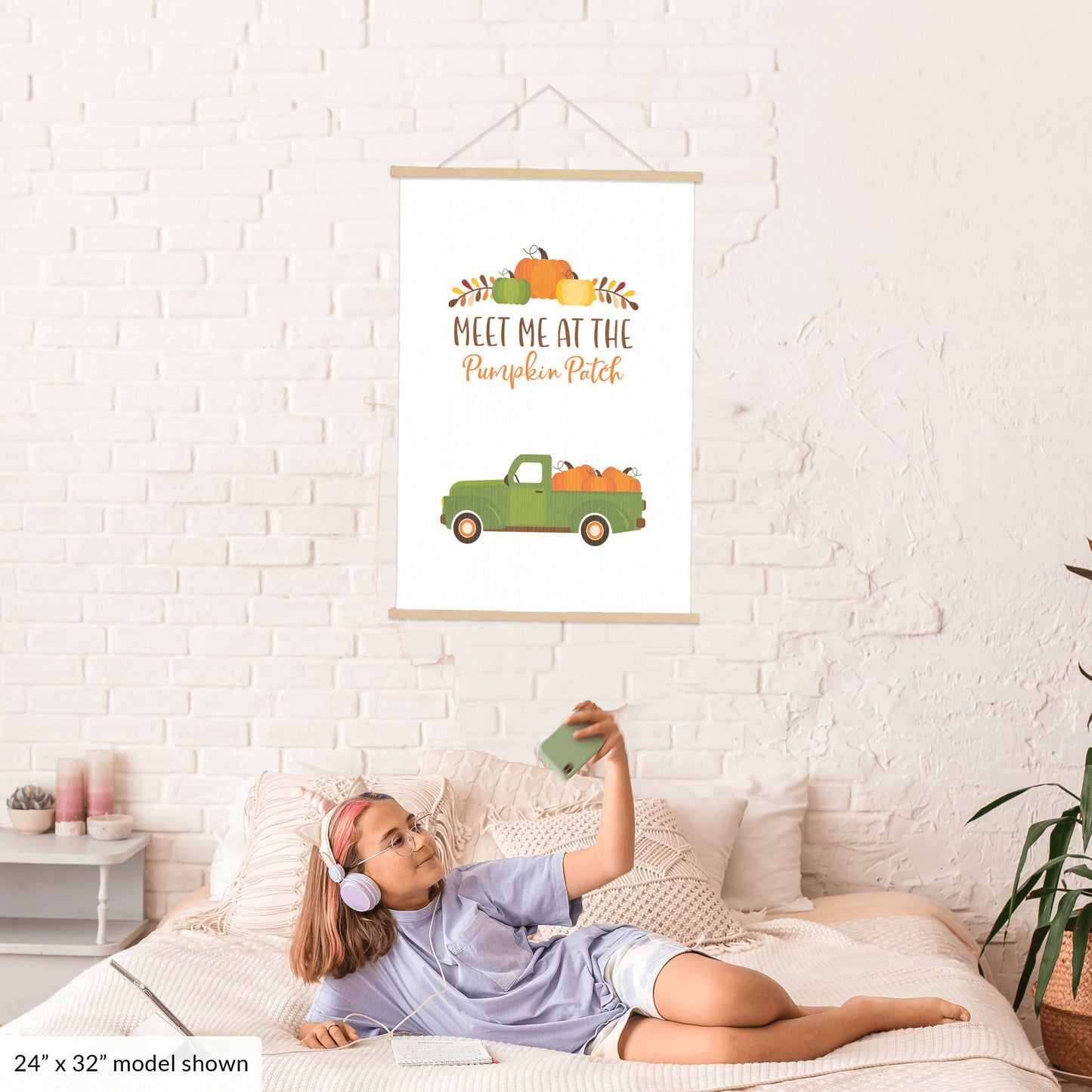 Autumn Pumpkin Wall Art, Orange Fall Decor