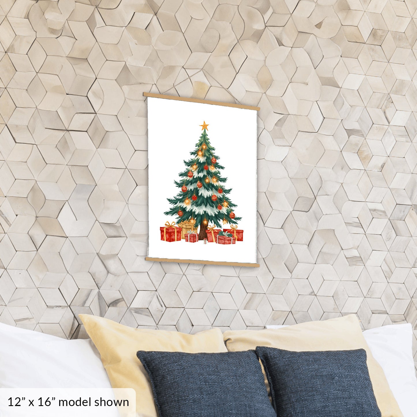 Christmas Hanging Art, Holiday Tree Wall Decor