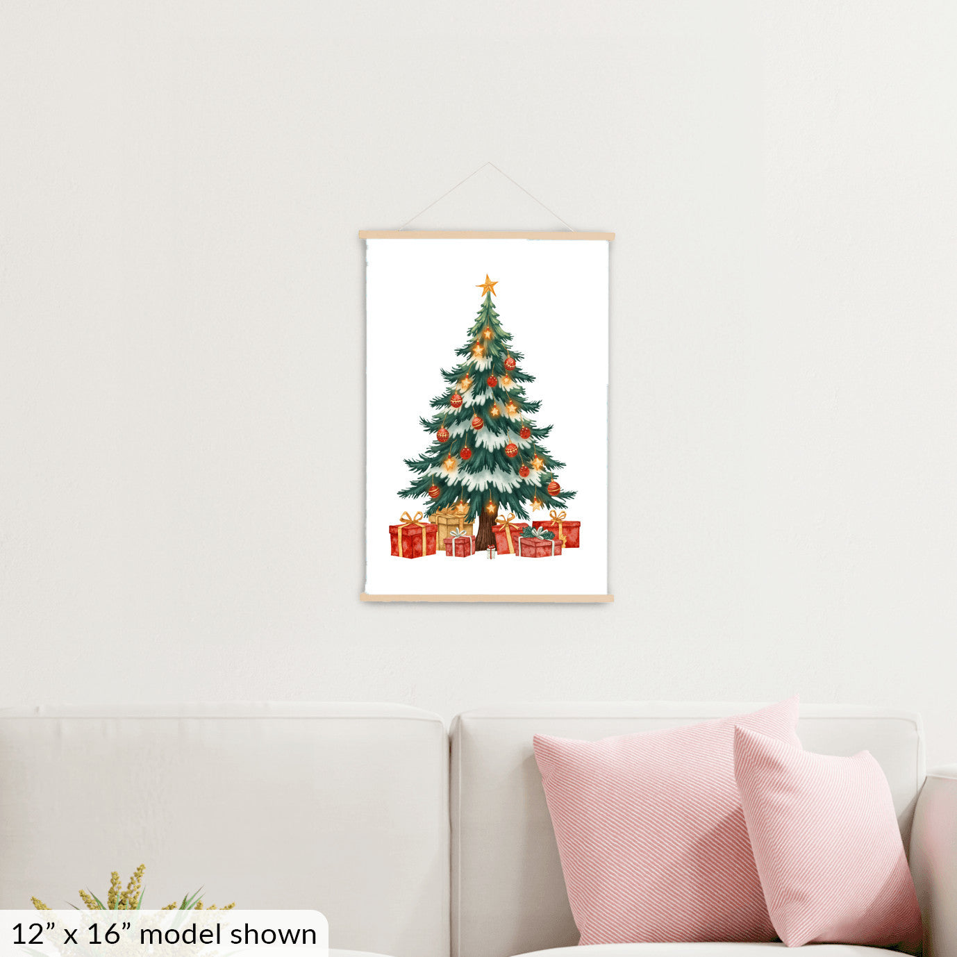 Christmas Hanging Art, Holiday Tree Wall Decor