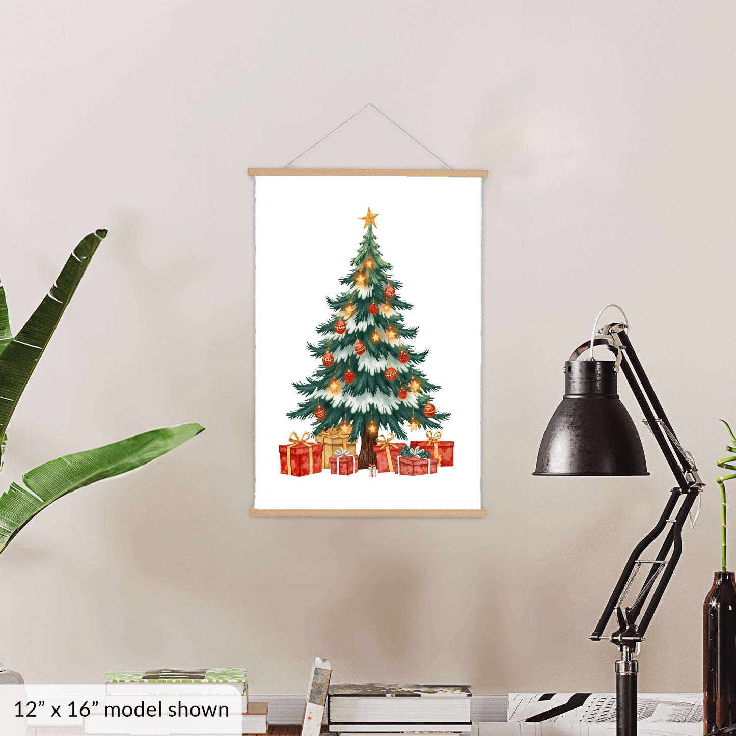 Christmas Hanging Art, Holiday Tree Wall Decor
