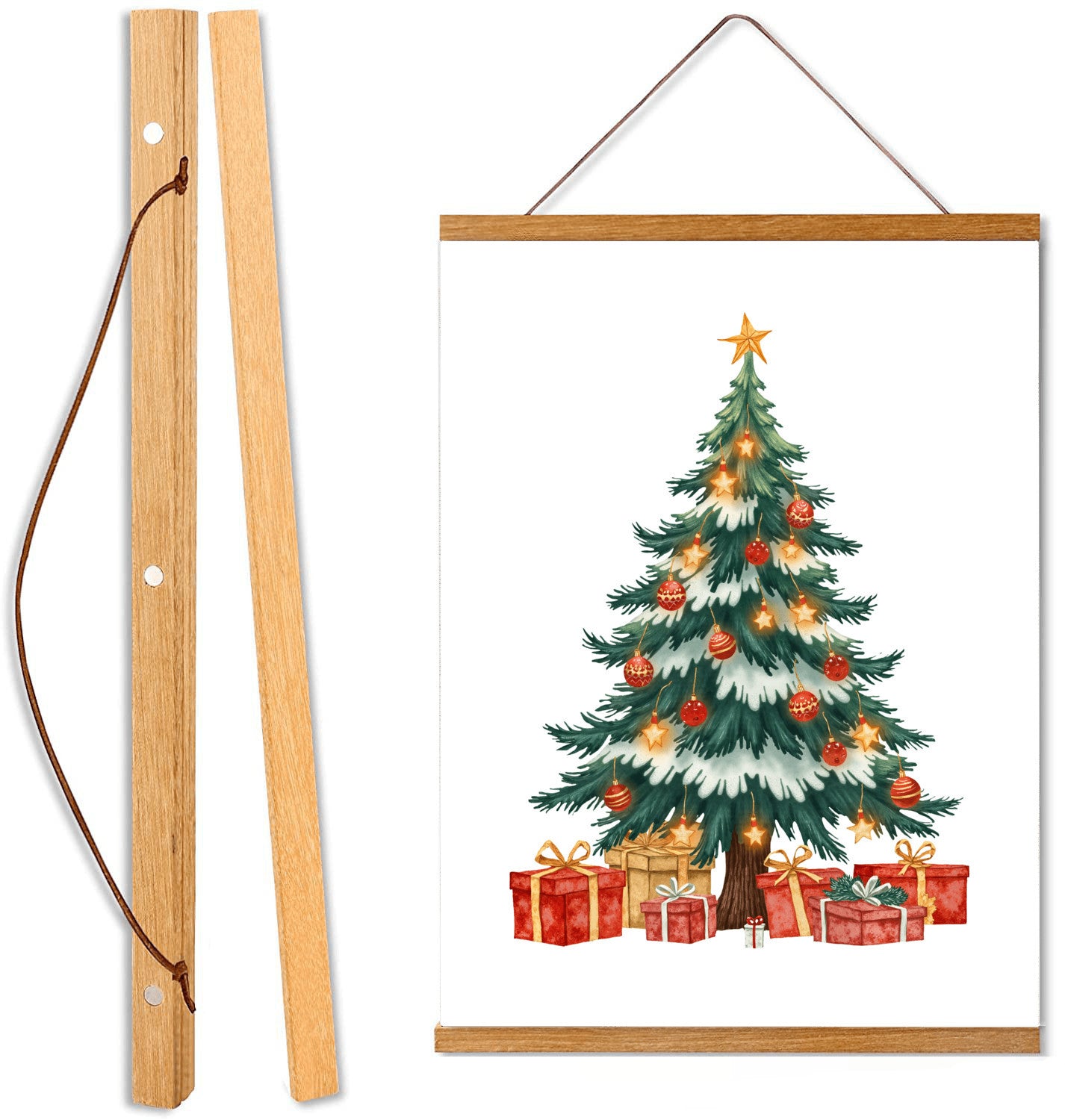 Christmas Hanging Art, Holiday Tree Wall Decor
