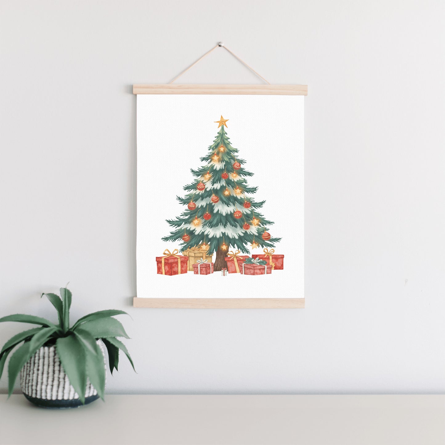 Christmas Hanging Art, Holiday Tree Wall Decor