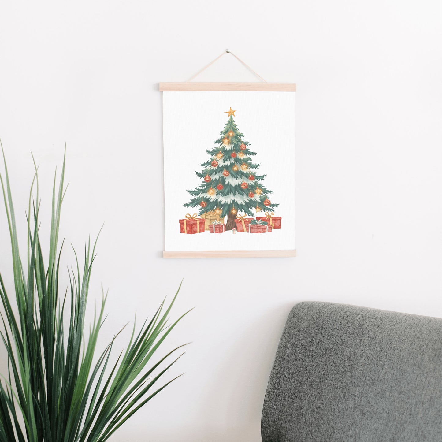 Christmas Hanging Art, Holiday Tree Wall Decor