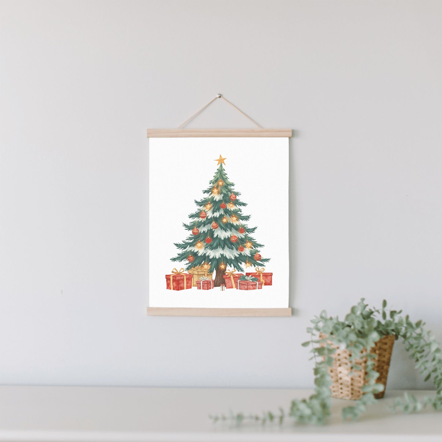 Christmas Hanging Art, Holiday Tree Wall Decor
