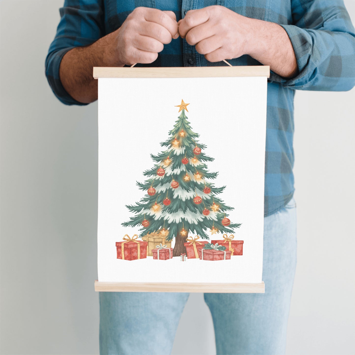 Christmas Hanging Art, Holiday Tree Wall Decor