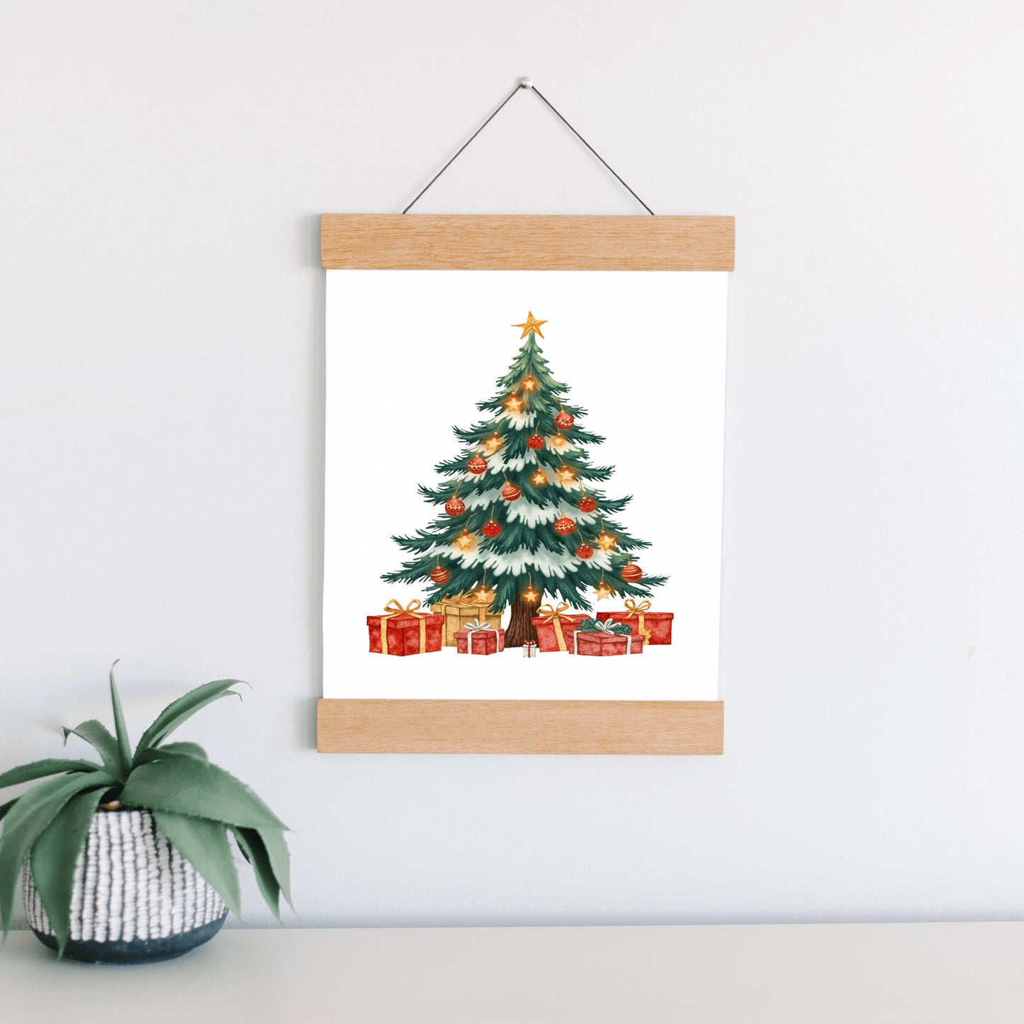 Christmas Hanging Art, Holiday Tree Wall Decor