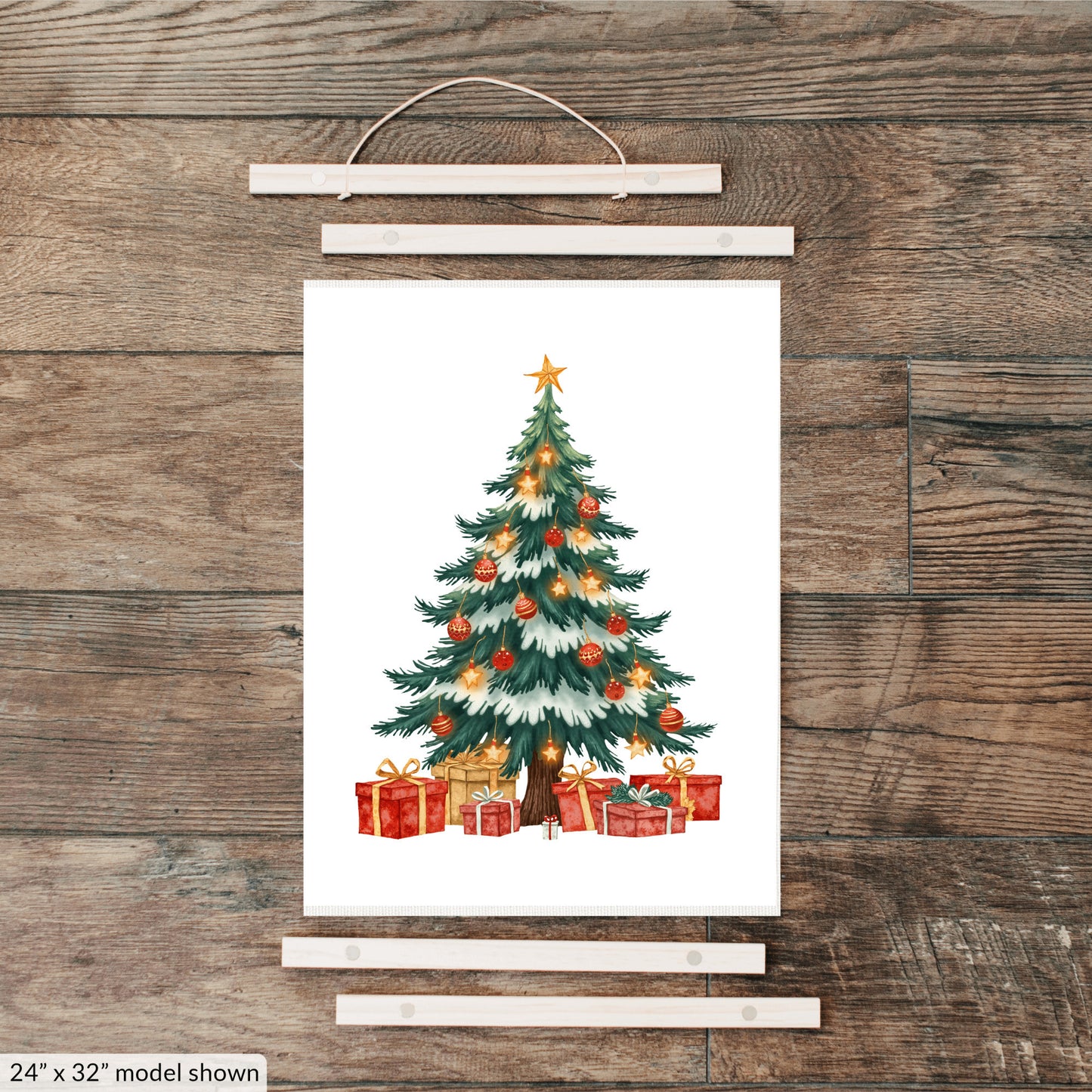 Christmas Hanging Art, Holiday Tree Wall Decor