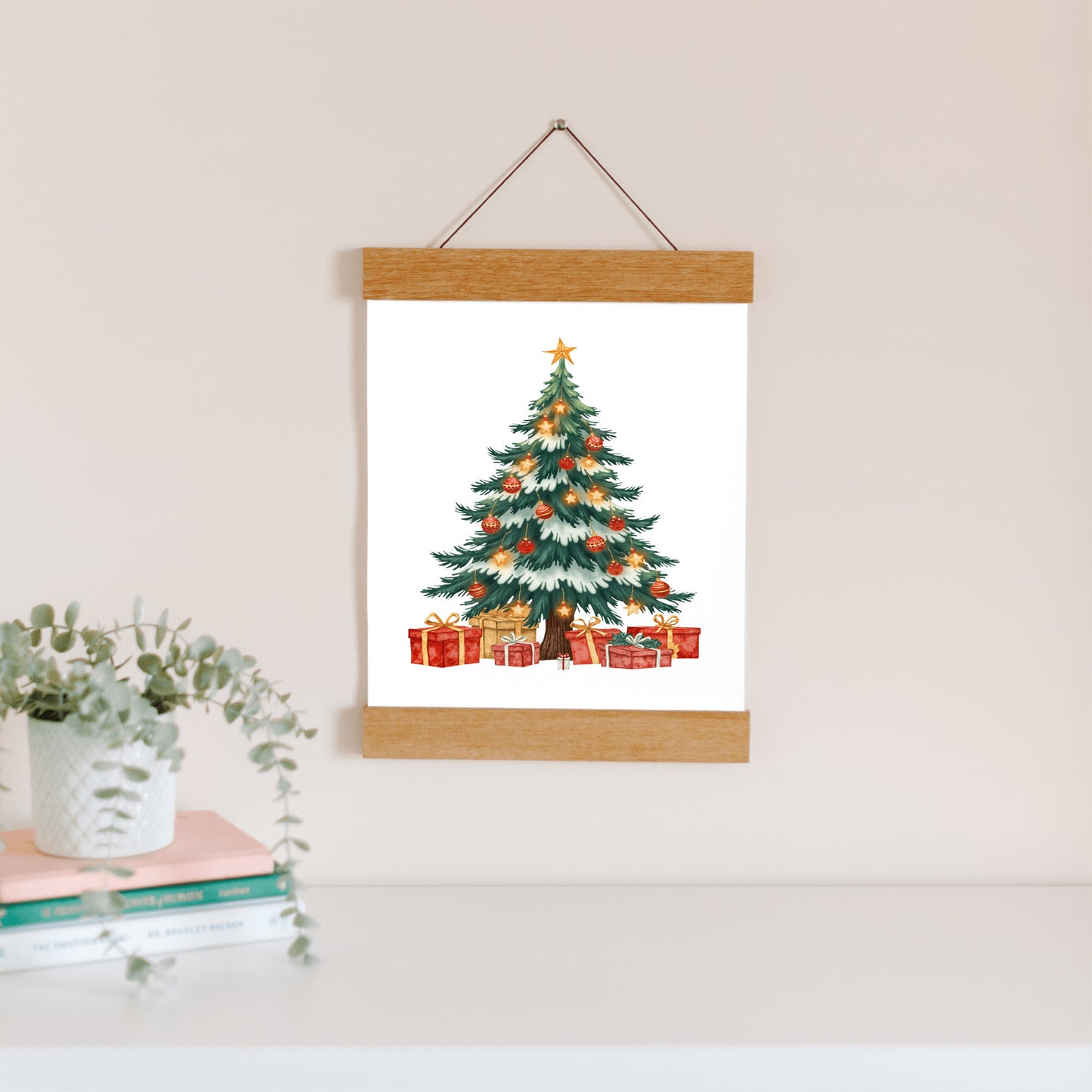 Christmas Hanging Art, Holiday Tree Wall Decor