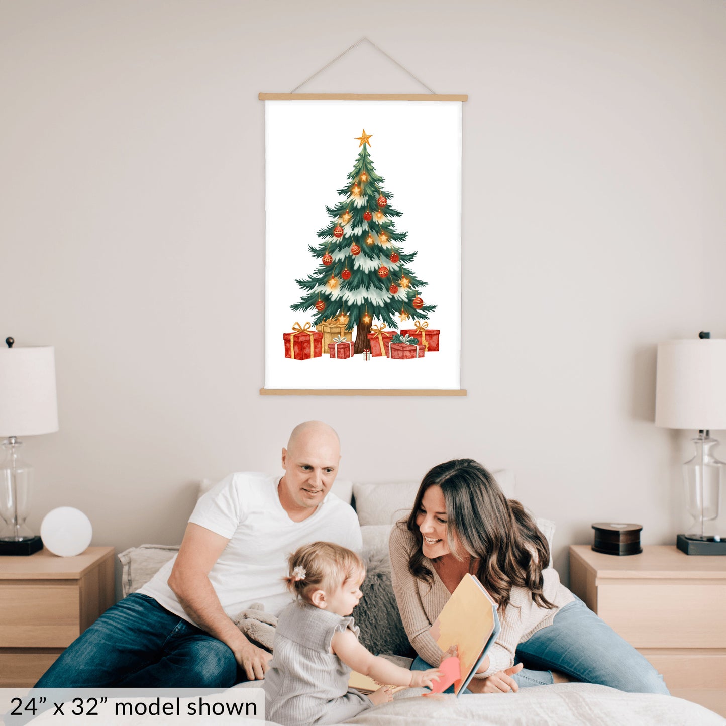Christmas Hanging Art, Holiday Tree Wall Decor