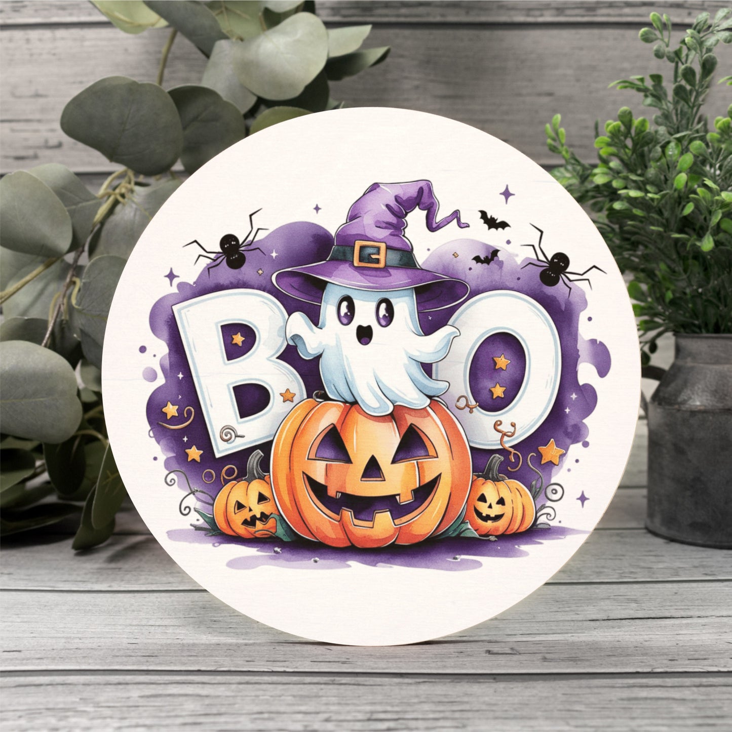 Halloween Wood Sign, Ghost Boo Pumpkin Wall Art