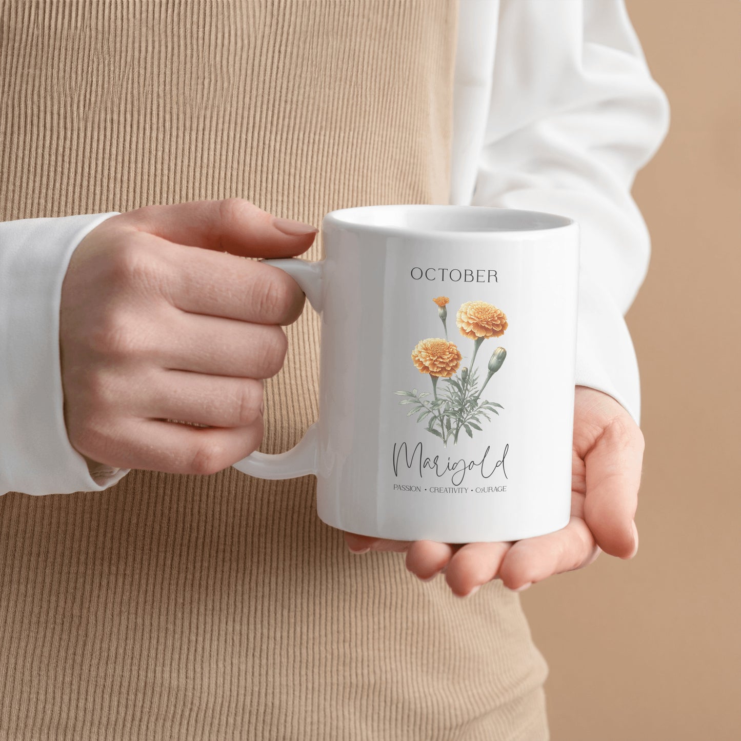 October Birth Month, Marigold Ceramic Mug
