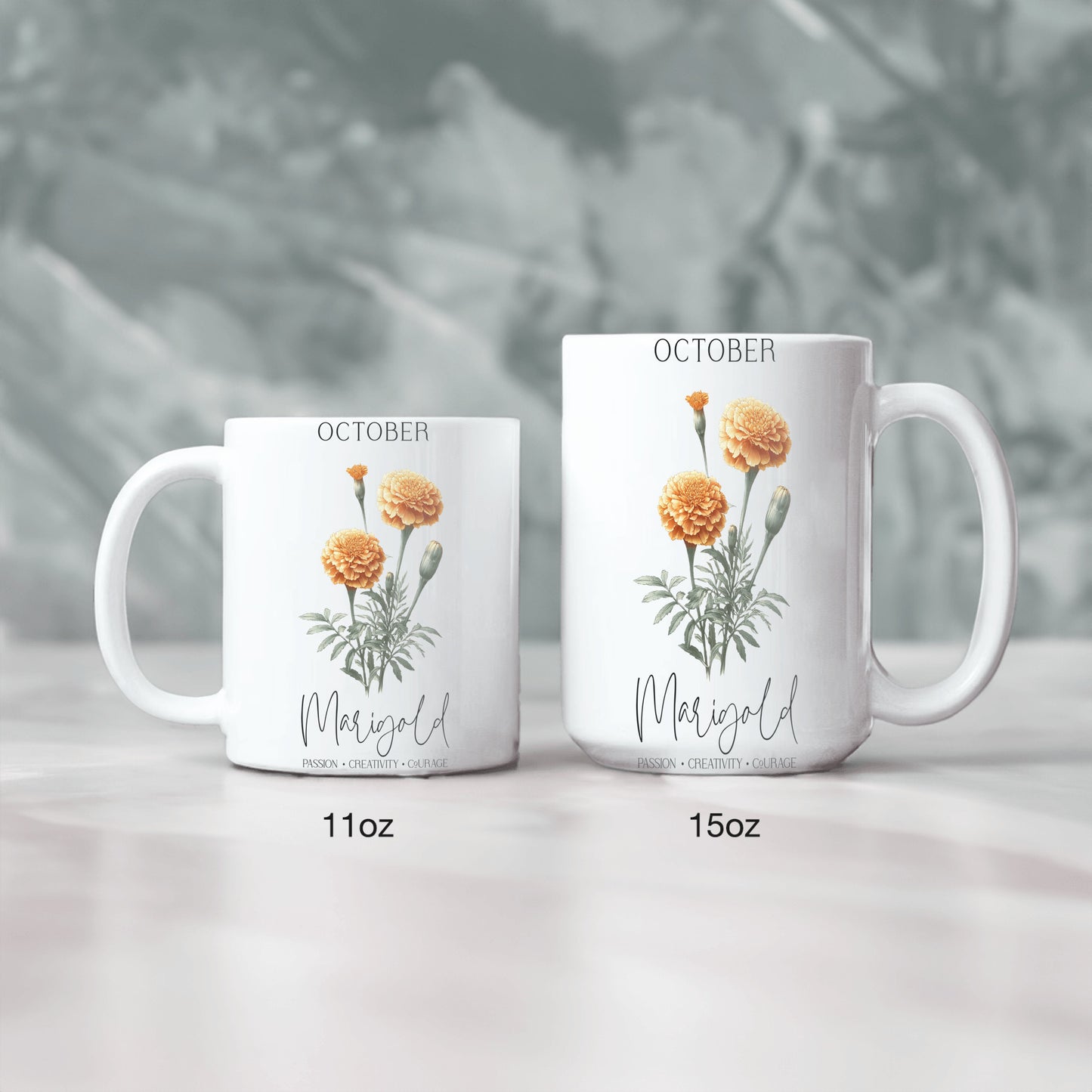 October Birth Month, Marigold Ceramic Mug