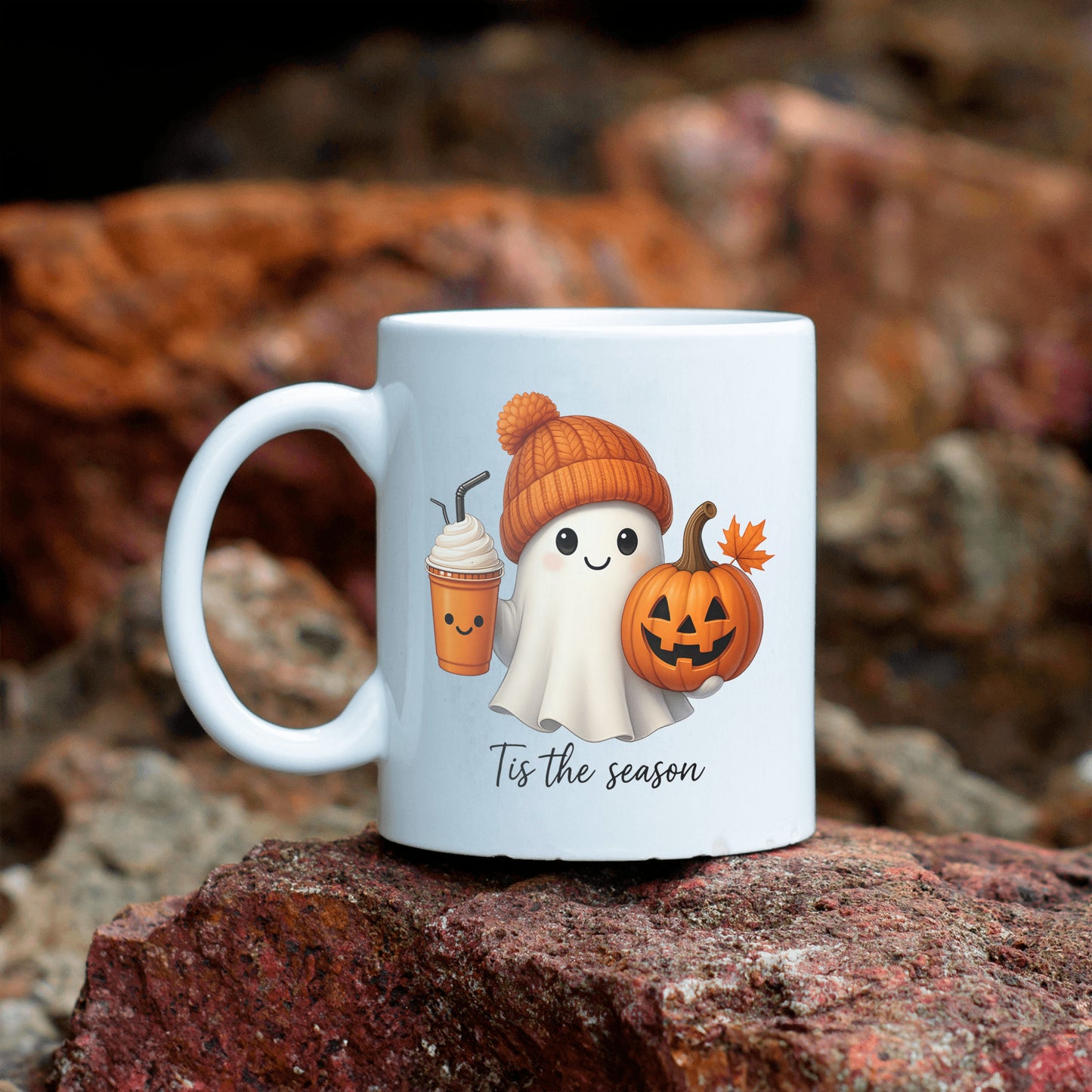 Halloween Ghost Mug, October Pumpkin Mug