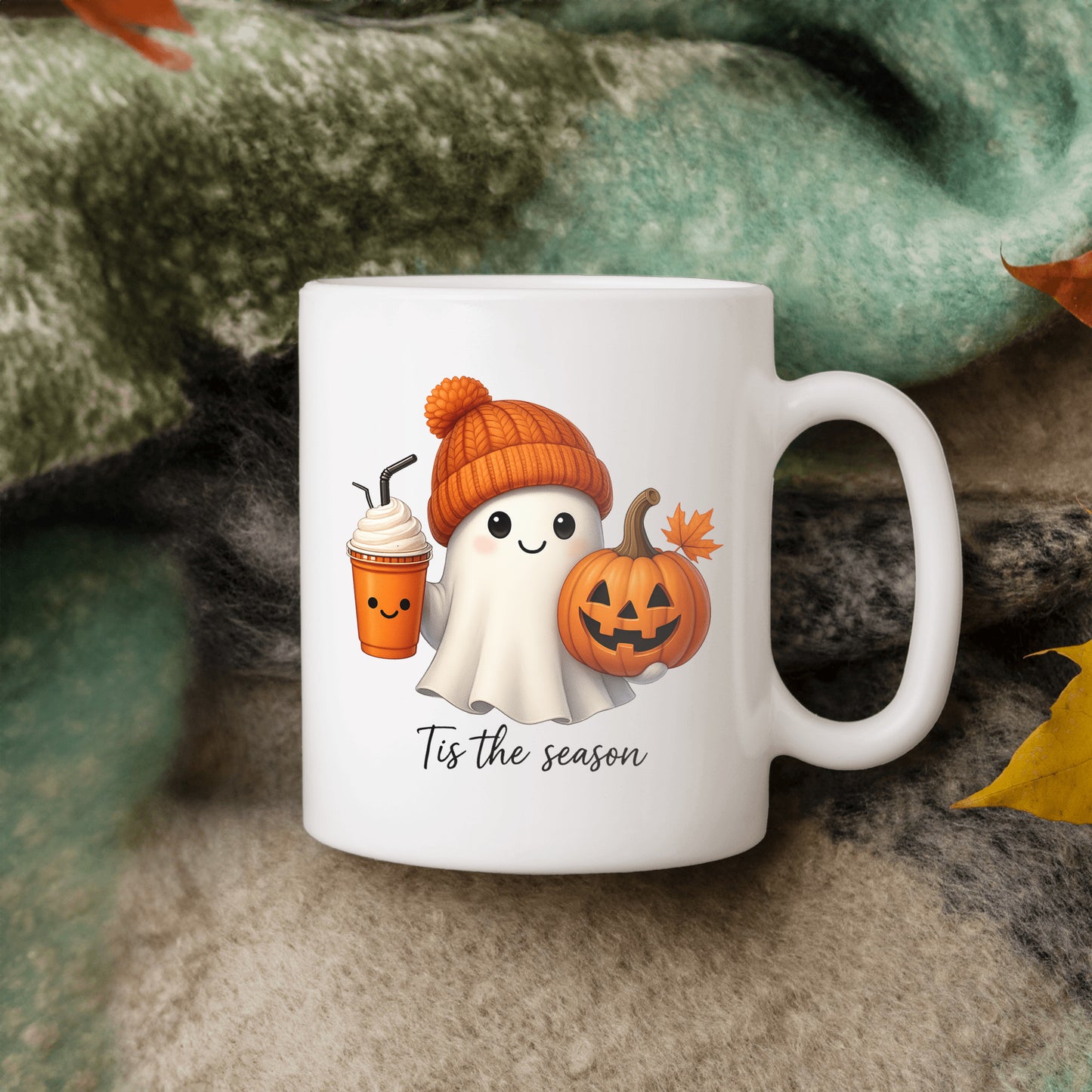 Halloween Ghost Mug, October Pumpkin Mug