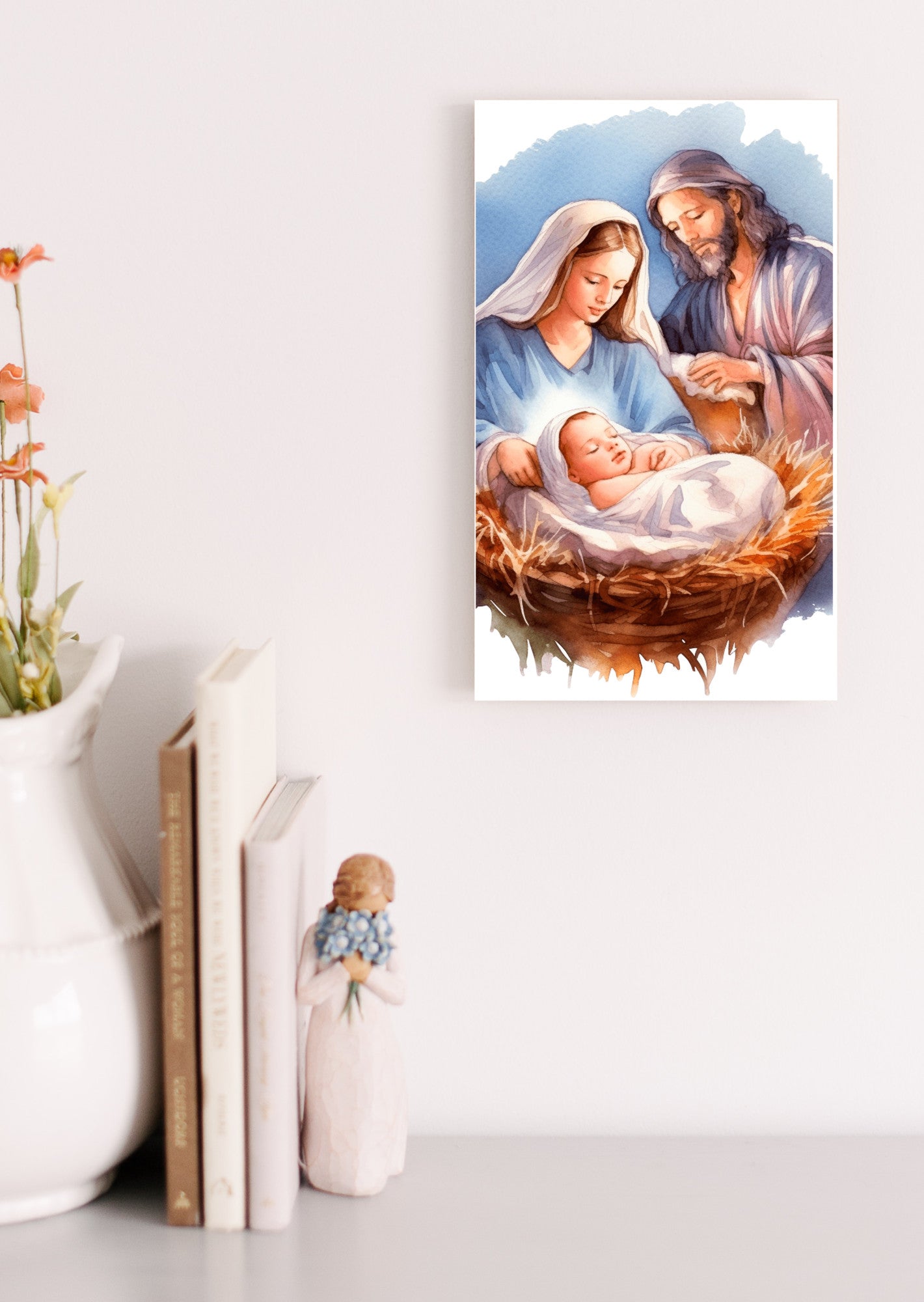 Nativity Home Decor Christmas Sign, Mary Joseph and Jesus