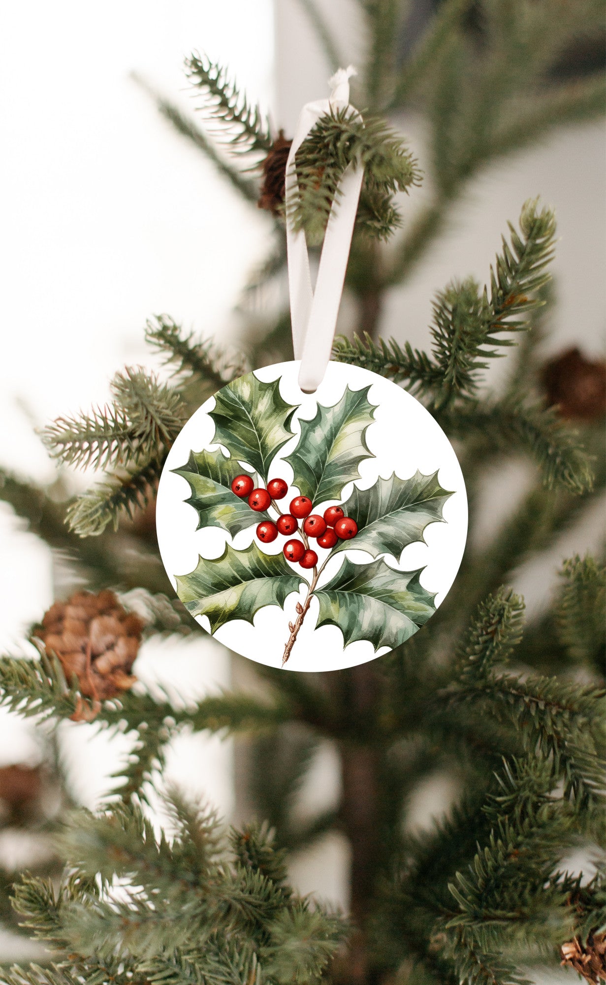 Holly & Berries Ornament, Christmas Tree Berry Ivy Decor