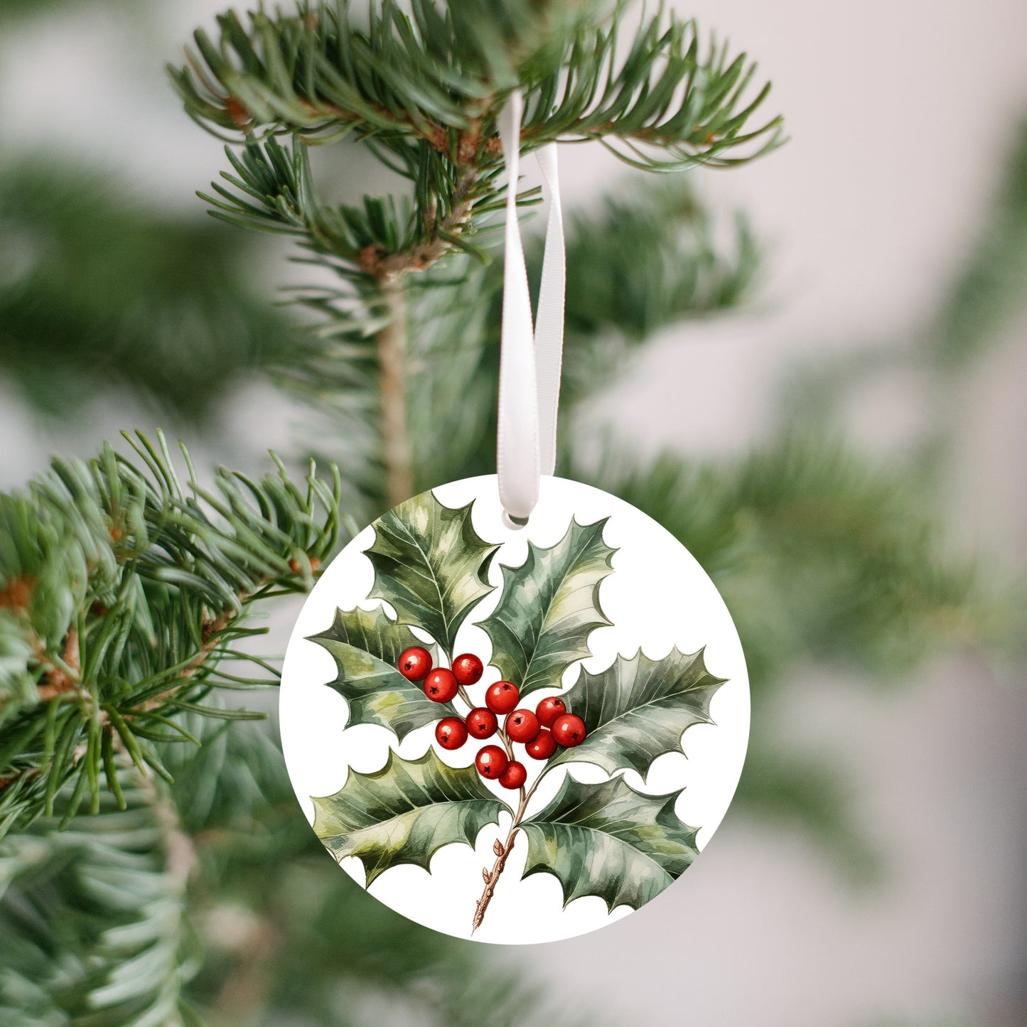 Holly & Berries Ornament, Christmas Tree Berry Ivy Decor