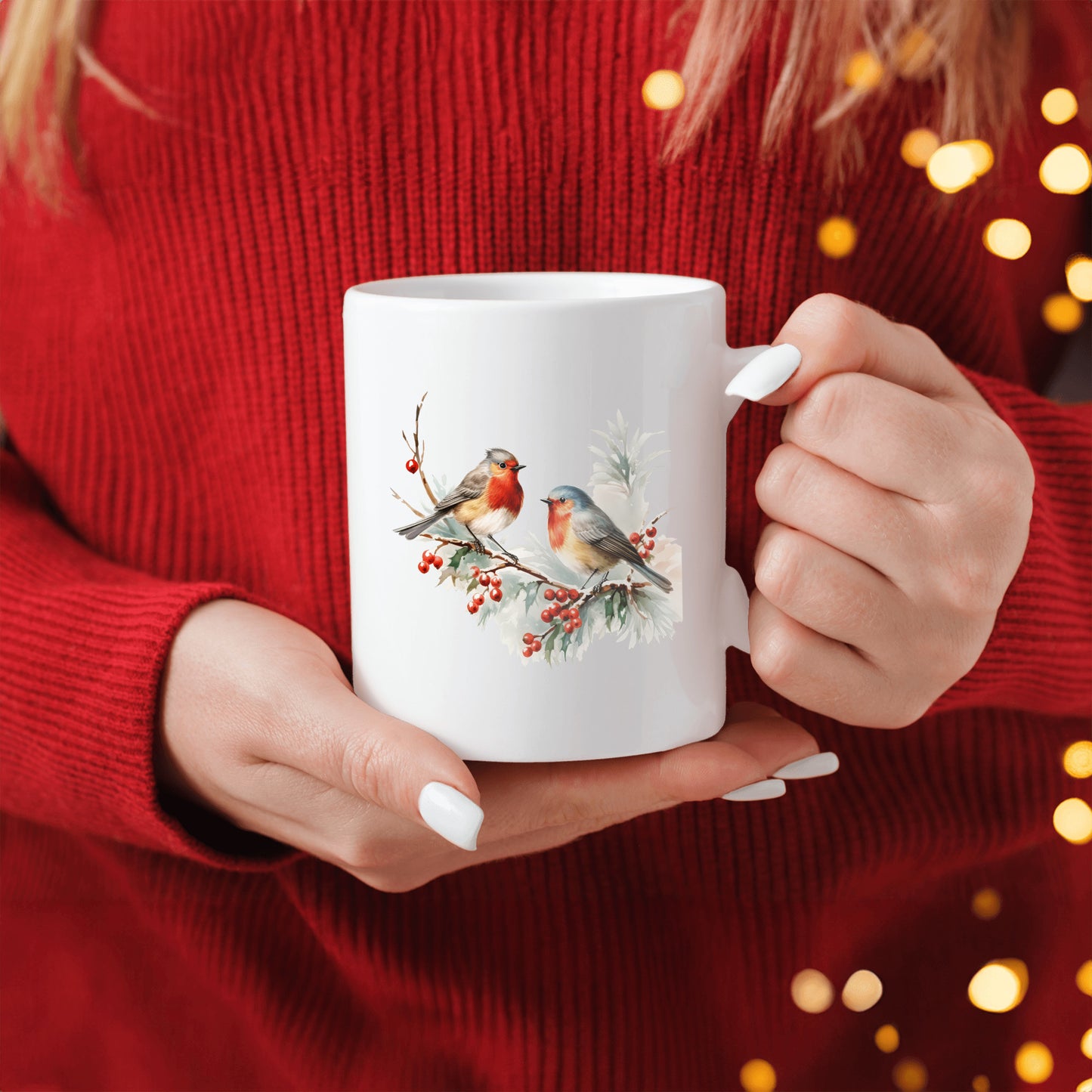 Christmas Songbirds Mug, Holiday Bird Gift