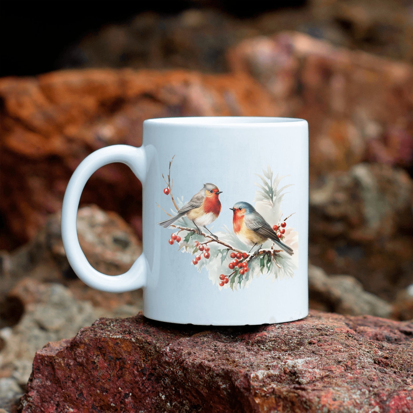 Christmas Songbirds Mug, Holiday Bird Gift