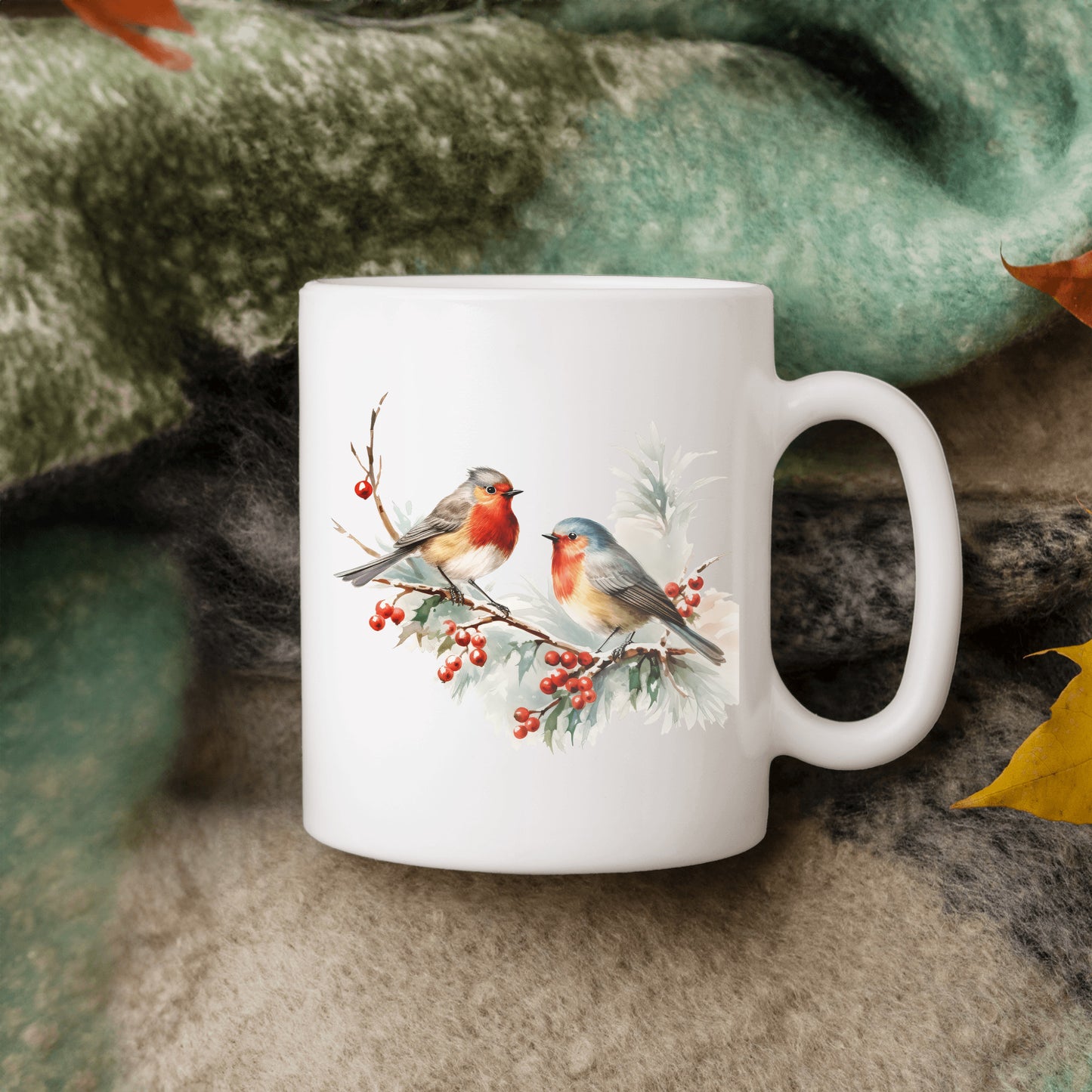 Christmas Songbirds Mug, Holiday Bird Gift