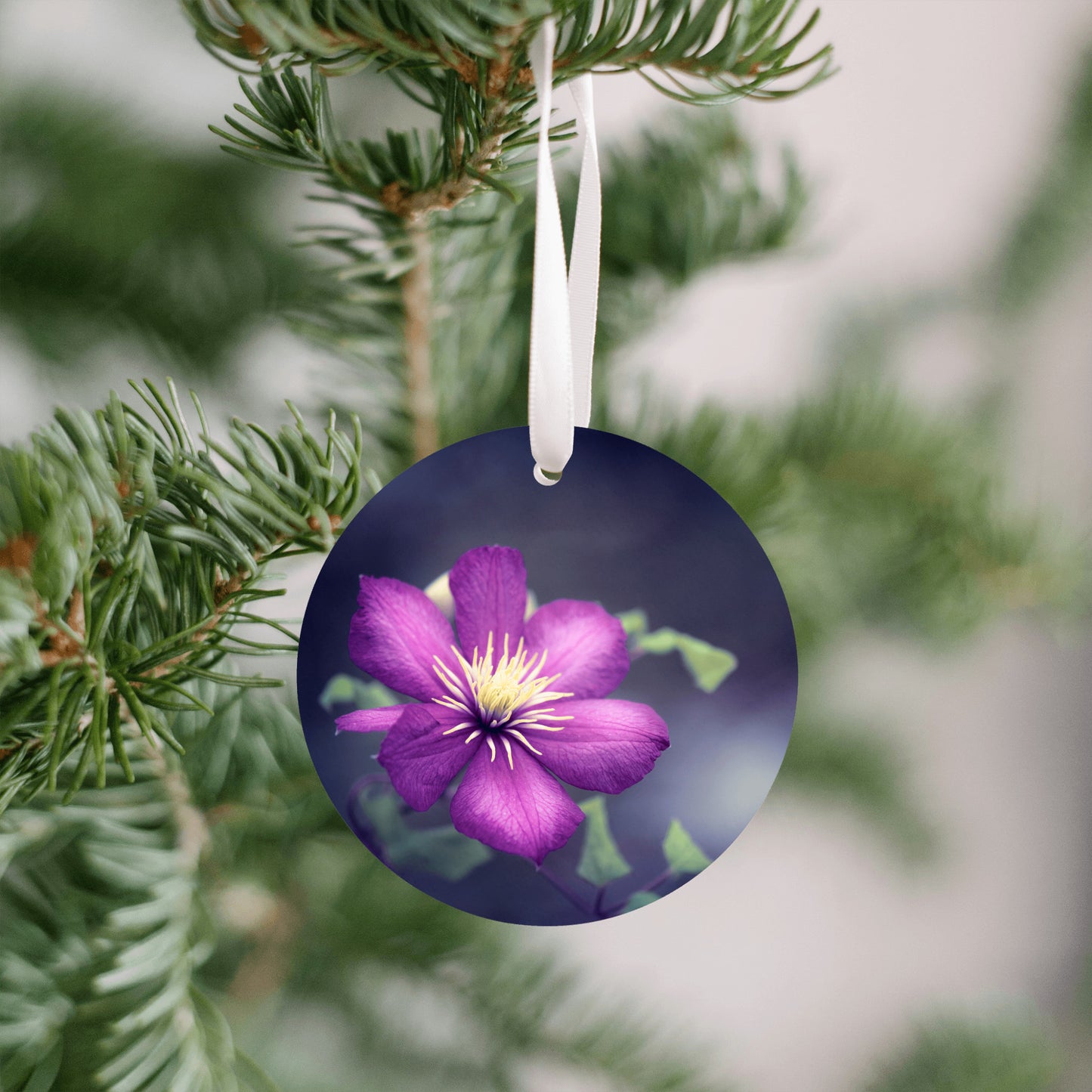 Dark Purple Ornament, Flower Christmas Tree Gift