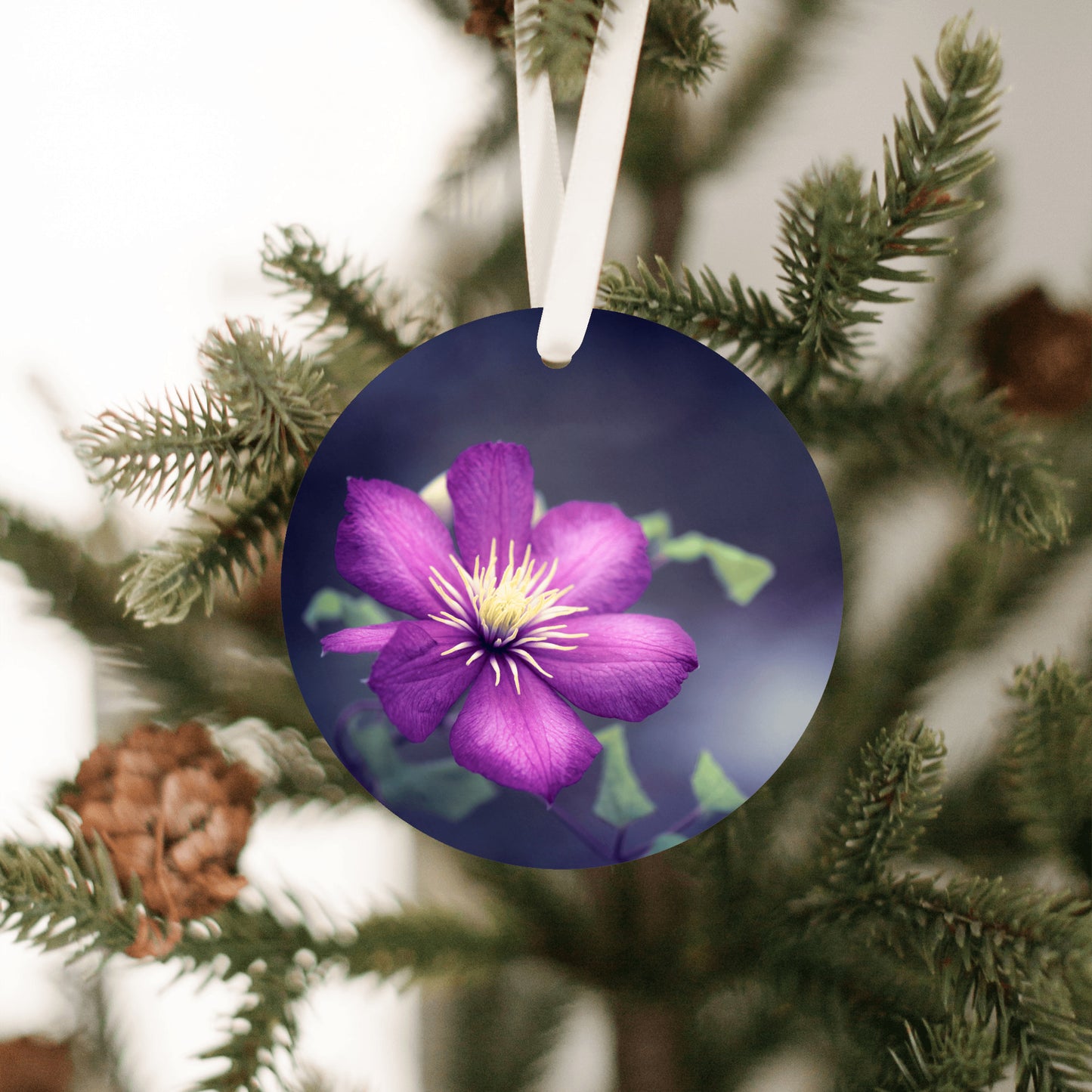 Dark Purple Ornament, Flower Christmas Tree Gift
