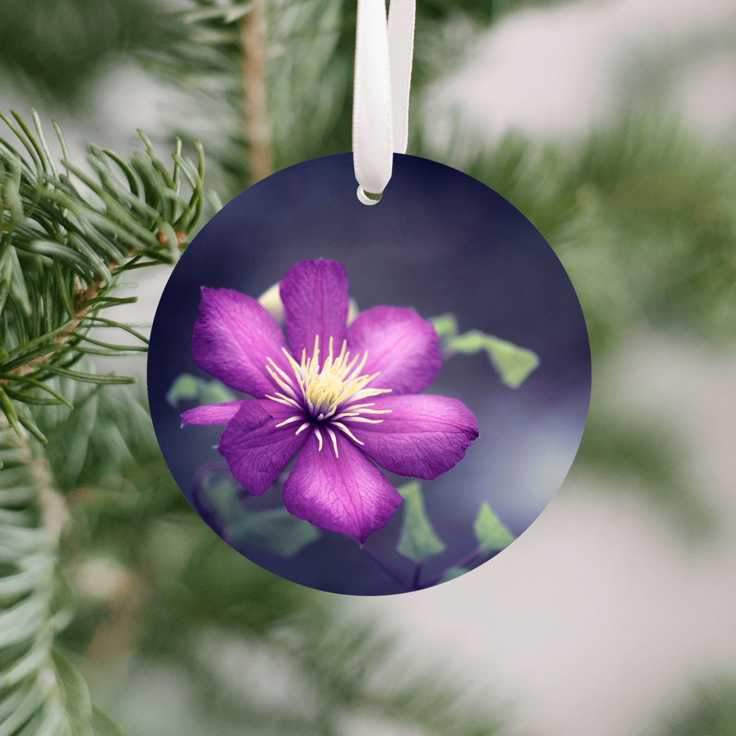Dark Purple Ornament, Flower Christmas Tree Gift