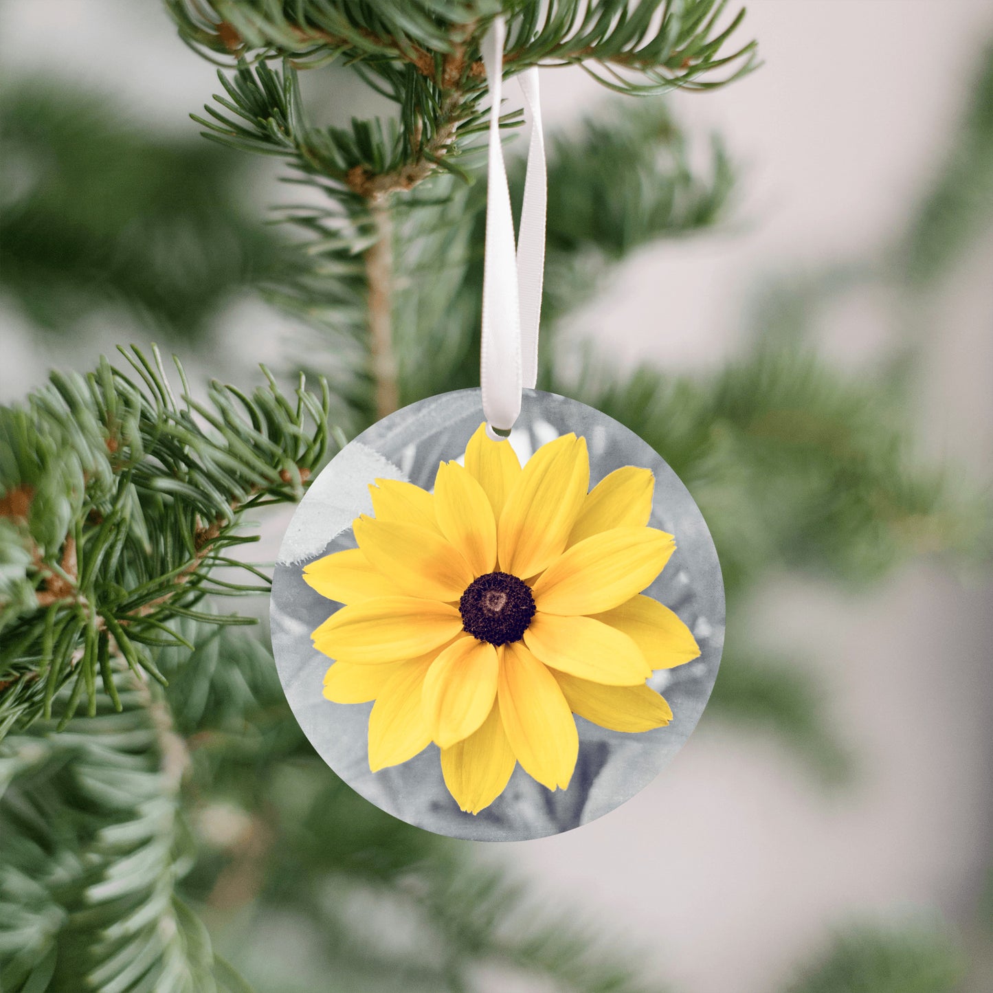 Yellow Flower Christmas Ornament, Nature Tree Gift